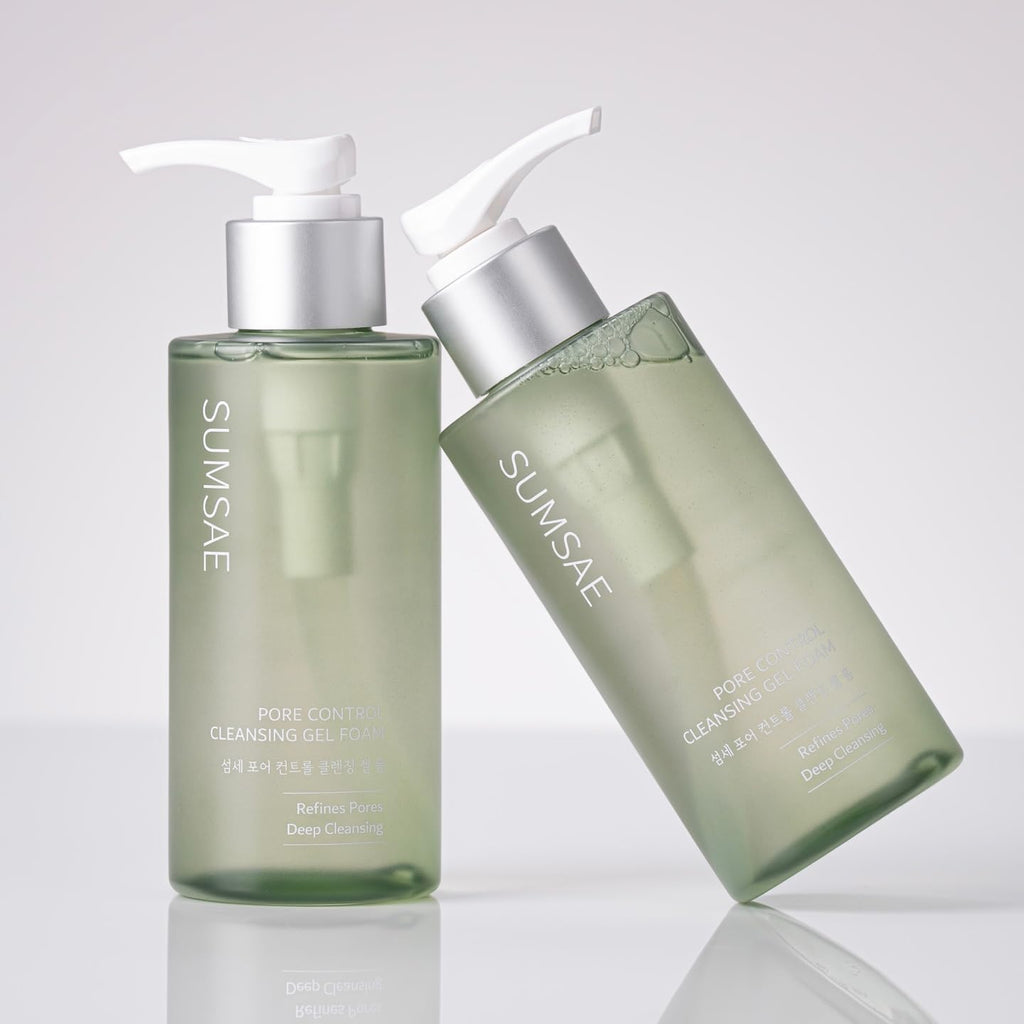 SUMSAE Pore Control Gel-to-Foam Cleanser – Green Tea & Chestnut Shell, Oil Control, 155ml