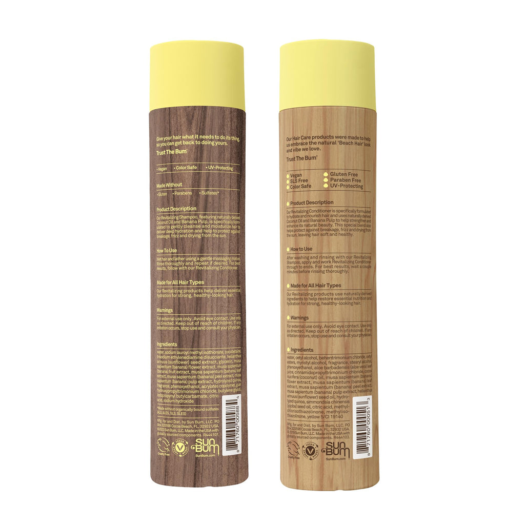 Sun Bum Revitalizing Shampoo & Conditioner – Vegan, Cruelty-Free Hydration for Color-Protected Hair (10 oz Each)
