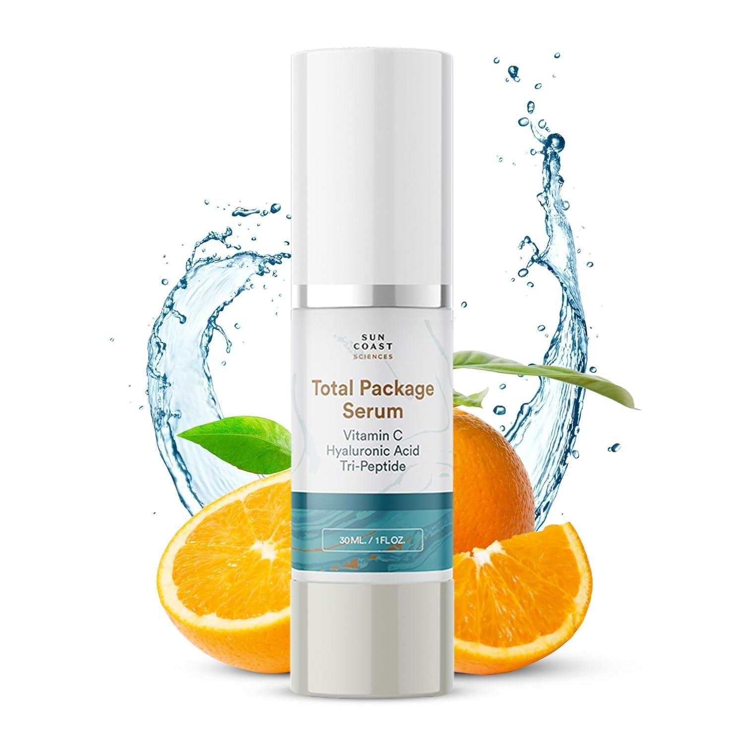 Sun Coast Sciences Total Package Serum – All-In-One Vitamin C + Hyaluronic Acid Anti-Aging Serum (Pack of 4, 1 fl oz each)