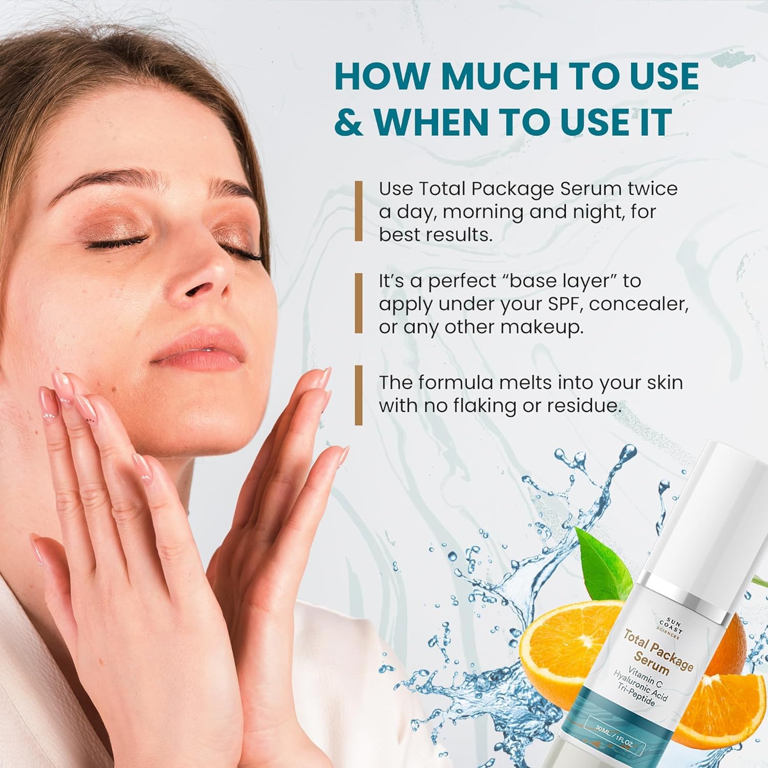 Sun Coast Sciences Total Package Serum – All-In-One Vitamin C + Hyaluronic Acid Anti-Aging Serum (Pack of 4, 1 fl oz each)
