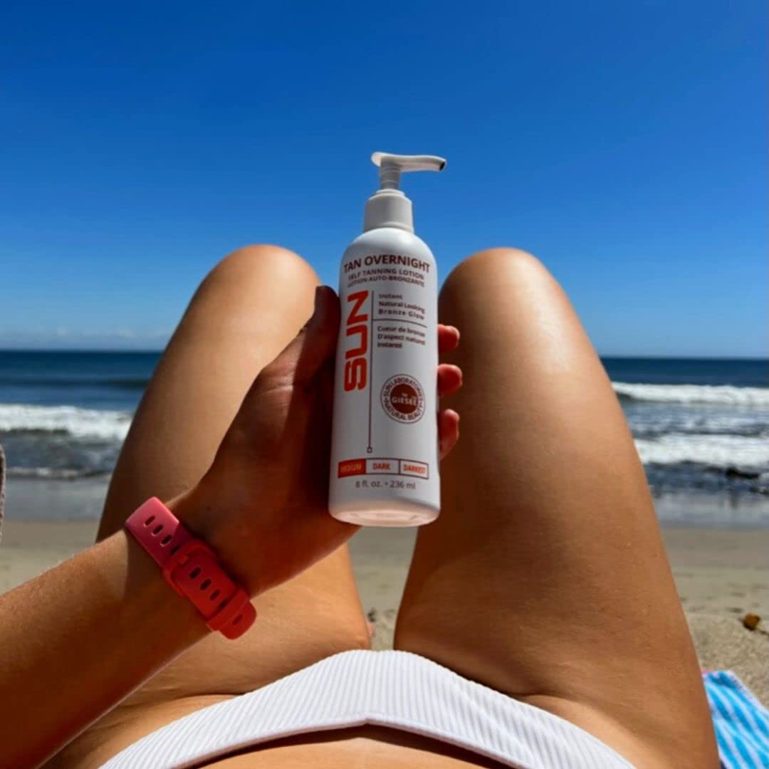 Sun Laboratories By Giesee Tan Overnight Self Tanning Lotion 32 oz – Medium to Dark, Odorless Long-Lasting Sunless Tanner for Face & Body