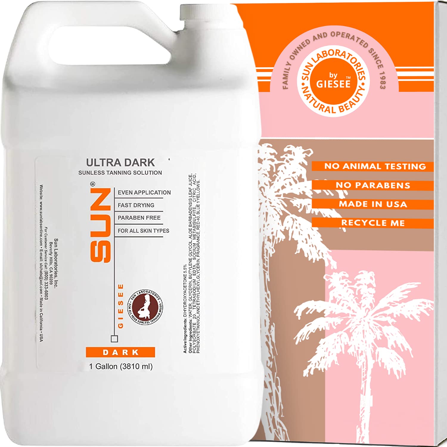 Sun Laboratories by Giesee Ultra Dark Spray Tan Solution – 1 Gallon Self Tanner Kit
