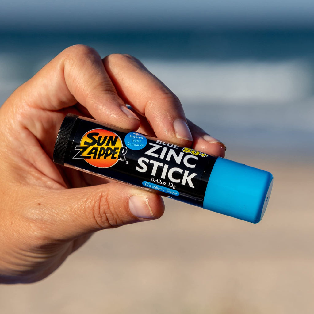 Sun Zapper Zinc Oxide Sunscreen Stick SPF 50+ Blue – Water-Resistant for Face & Body