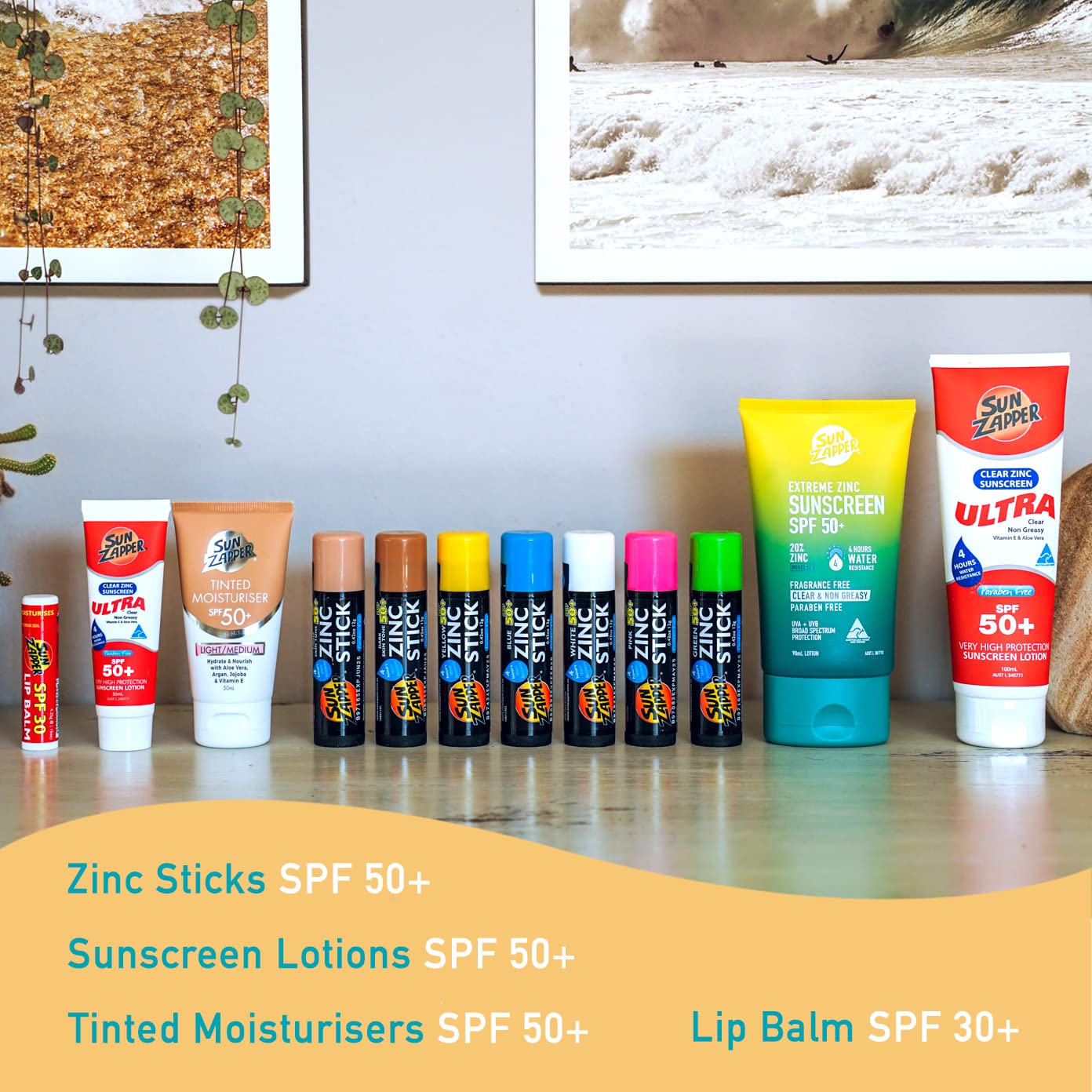 Sun Zapper Zinc Oxide Sunscreen Stick SPF 50+ Blue – Water-Resistant for Face & Body