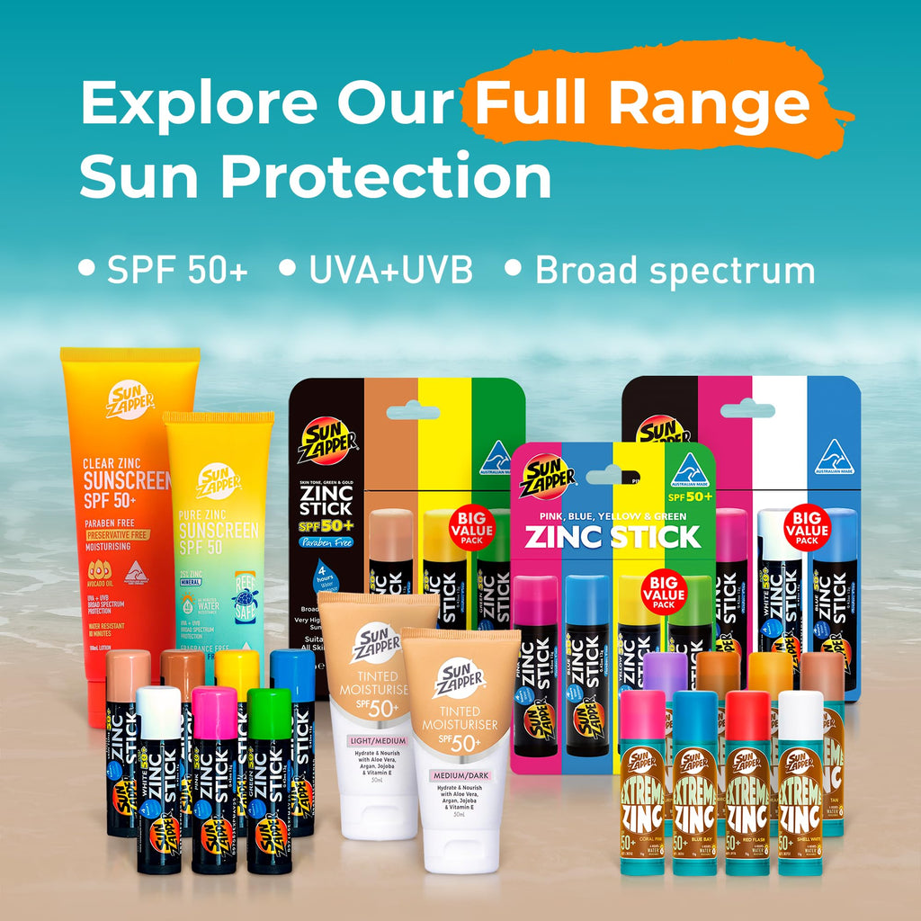 Sun Zapper Zinc Oxide Mineral Sunscreen Stick SPF 50+ – 12g White – Water Resistant
