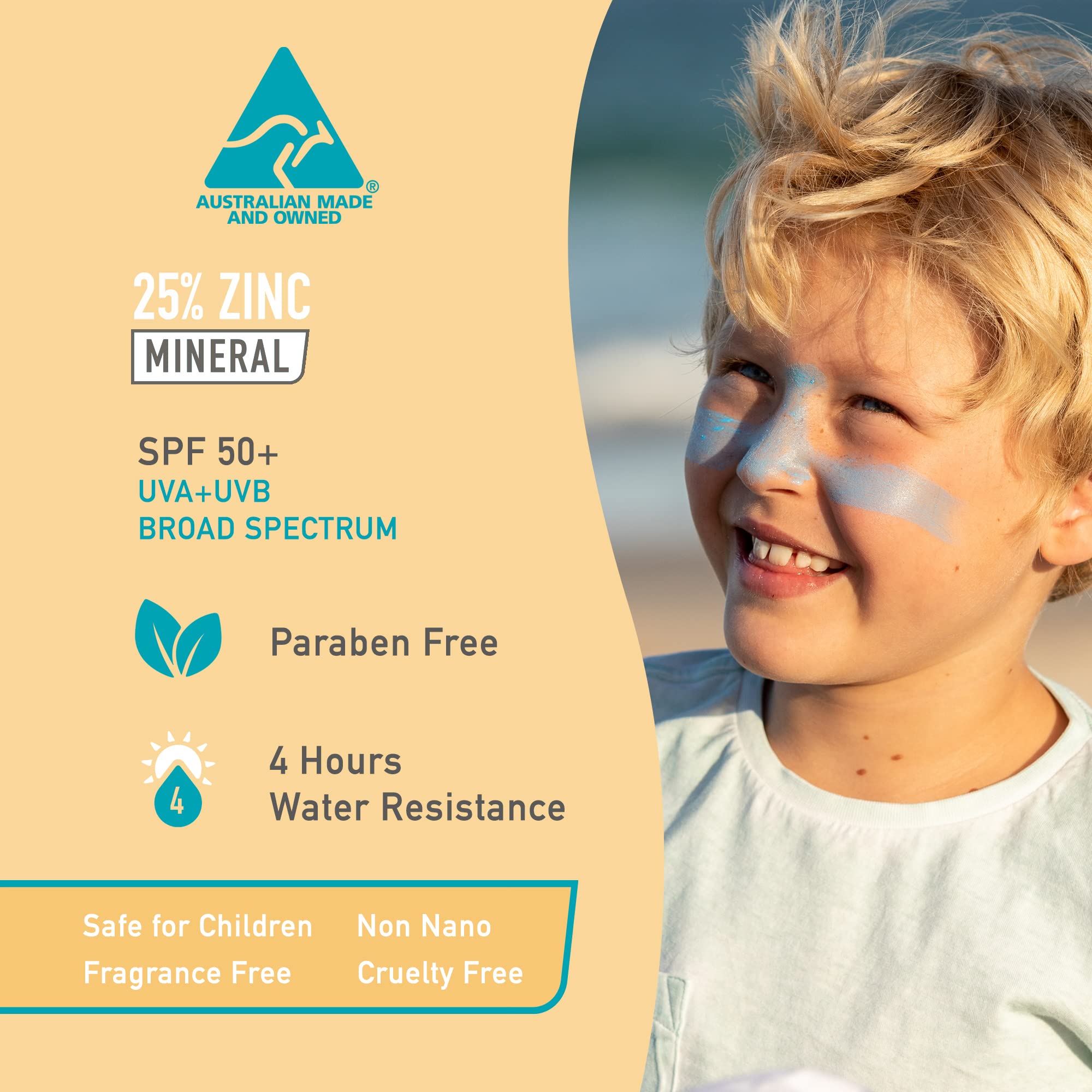 Sun Zapper Zinc Oxide Sunscreen Stick SPF 50+ Blue – Water-Resistant for Face & Body