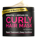 SUNATORIA Curly Hair Mask – Deep Conditioning with Argan & Keratin (8.5 fl oz) for Dry, Damaged, Wavy & Frizzy Hair