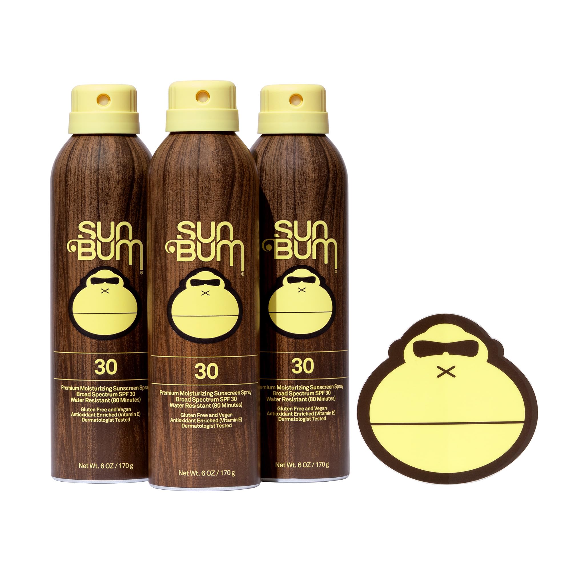 Sun Bum Original Moisturizing Sunscreen Spray SPF 30 — 3 Pack (6 oz each)