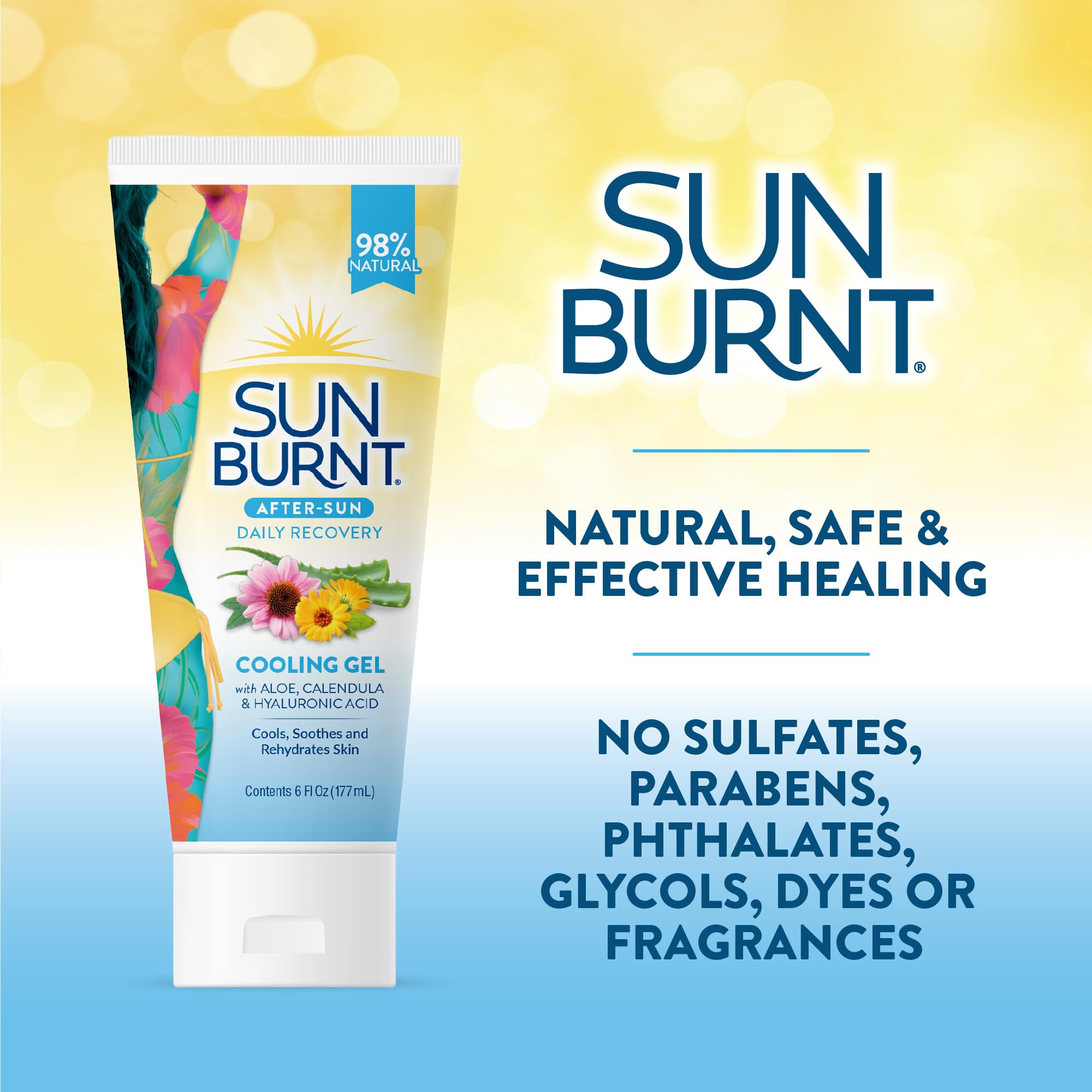 Sunburnt EMCW9 Ultra Hydrating Aloe Vera Gel 6 oz Pack of 2 (Clear)