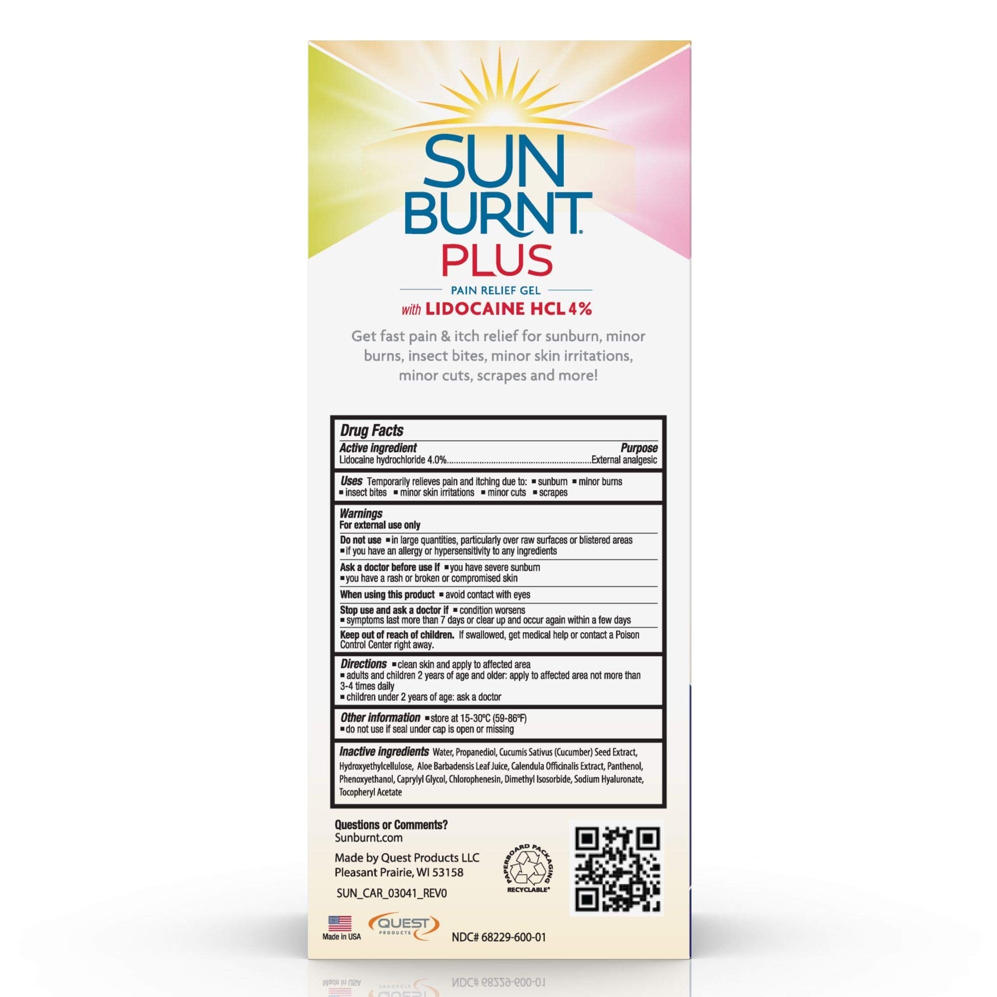 Sunburnt Plus After-Sun Gel with Lidocaine – 4 oz | Fast Cooling & Hydration