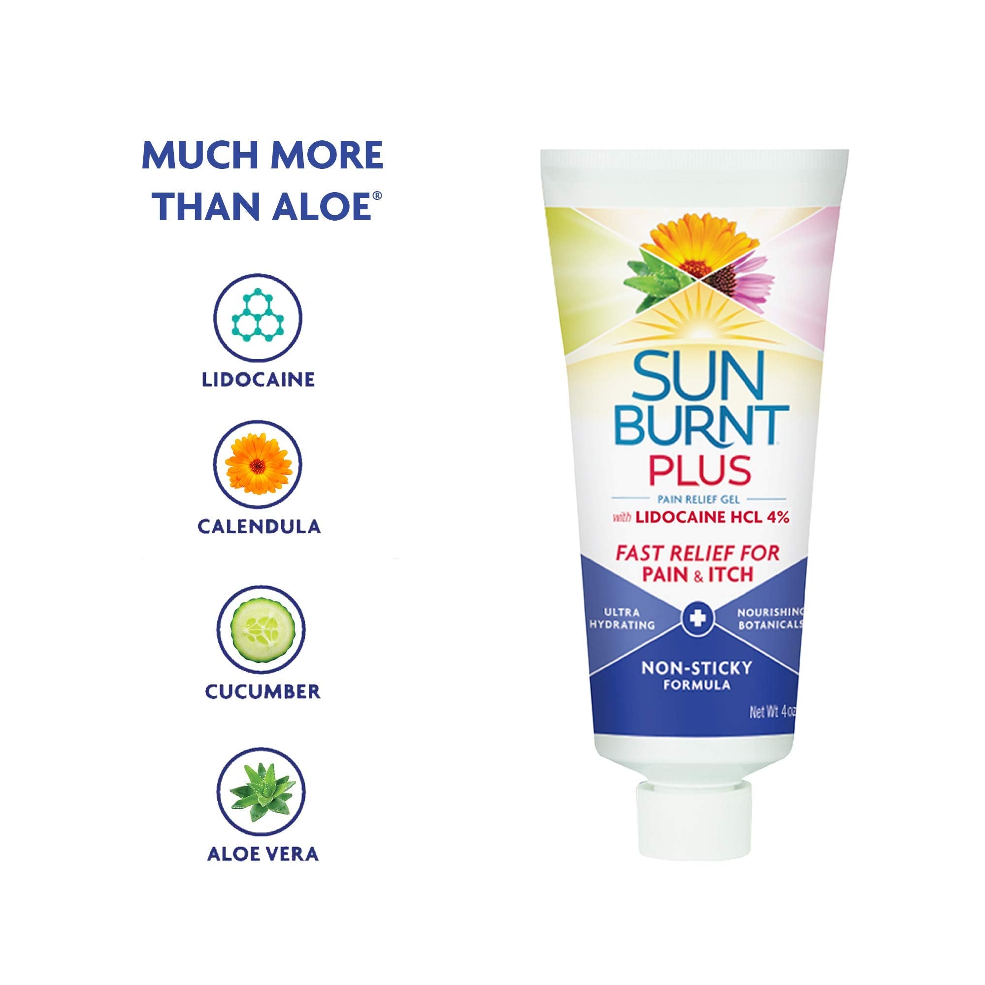 Sunburnt Plus After-Sun Gel with Lidocaine – 4 oz | Fast Cooling & Hydration