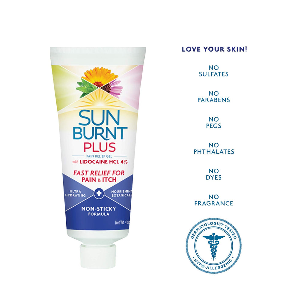 Sunburnt Plus After-Sun Gel with Lidocaine – 4 oz | Fast Cooling & Hydration
