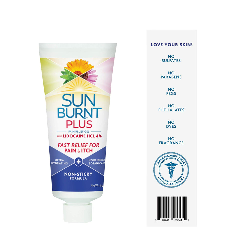Sunburnt Plus After-Sun Gel with Lidocaine – 4 oz | Fast Cooling & Hydration