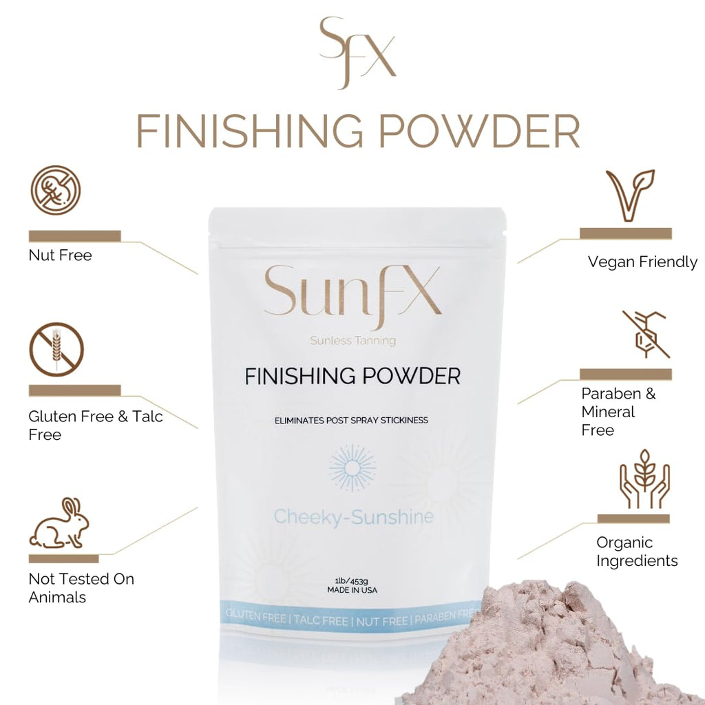 SunFX Post Spray Tan Finishing Powder – Talc-Free, Shimmer Setting Powder (1 lb) | Cheeky-Sunshine