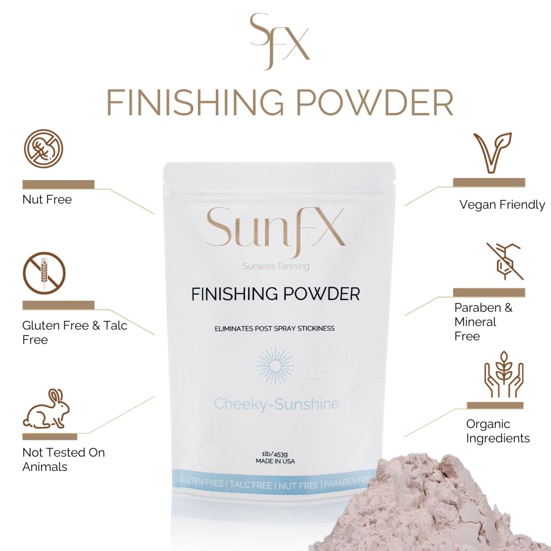 SunFX Post Spray Tan Finishing Powder – Talc-Free, Shimmer Setting Powder (1 lb) | Cheeky-Sunshine