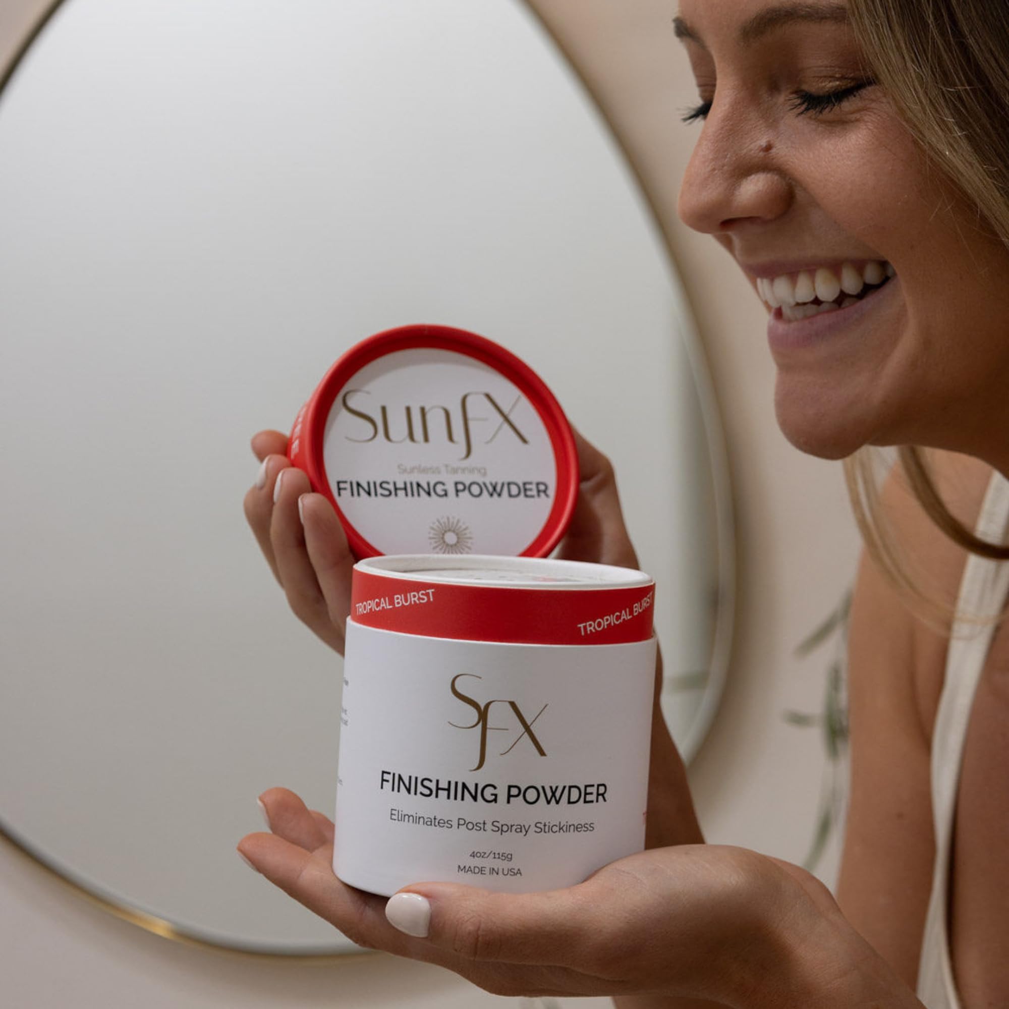SunFX Post Spray Tan Finishing Powder – Talc-Free Setting Powder with Tropical Burst, 4 oz