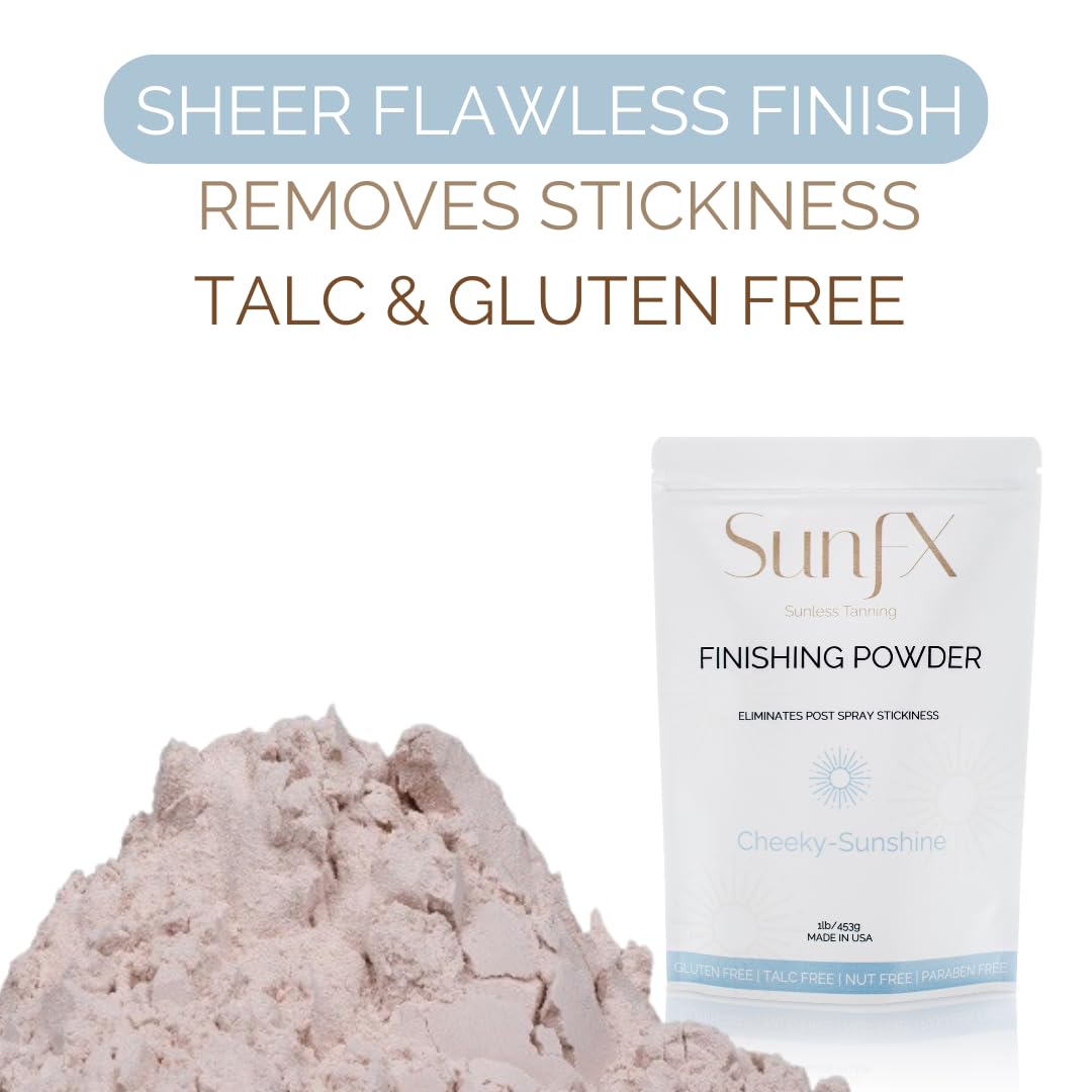 SunFX Post Spray Tan Finishing Powder – Talc-Free, Shimmer Setting Powder (1 lb) | Cheeky-Sunshine
