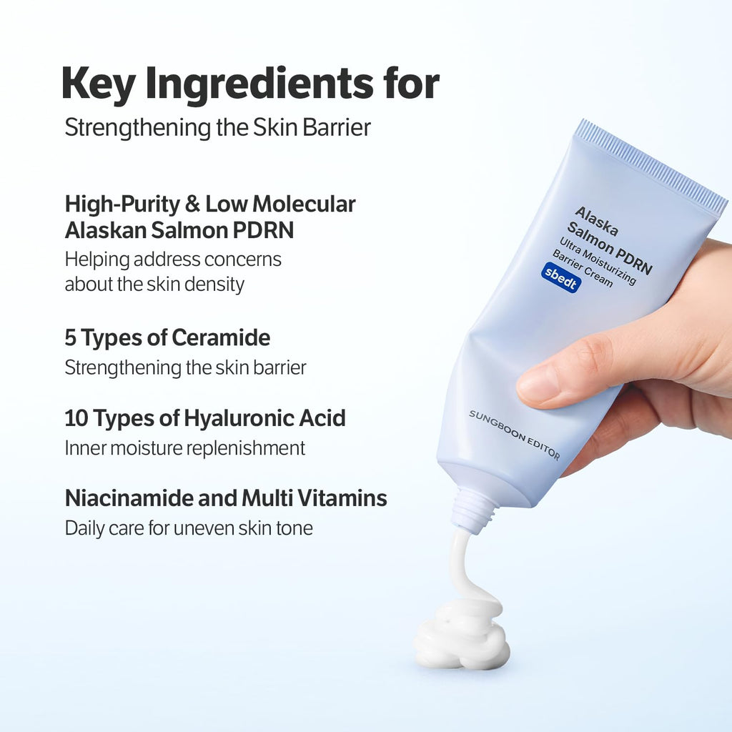 SUNGBOON EDITOR Alaska Salmon PDRN Ultra Moisturizing Barrier Cream – Korean Skincare with Alaska PDRN & Ceramide (1.69 fl oz)