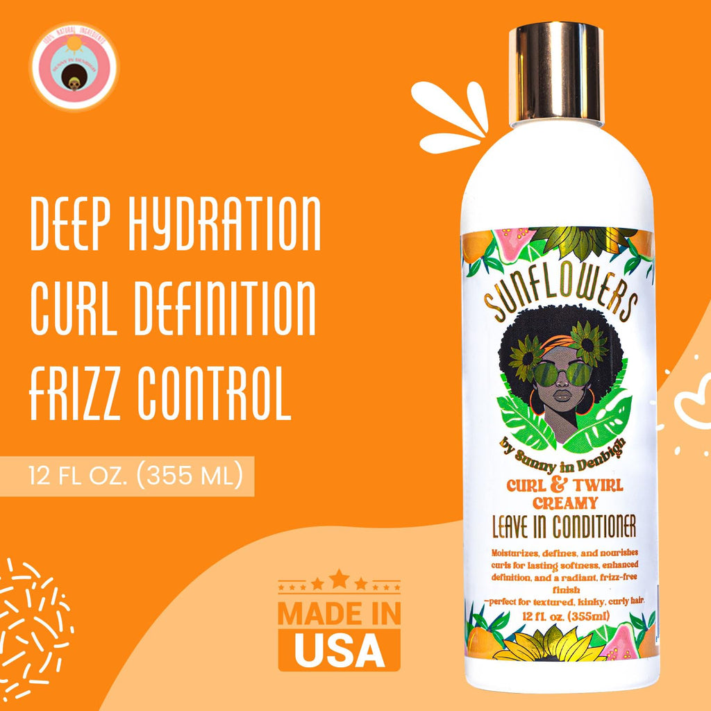 Sunny in Denbigh Sunflowers Curl & Twirl Leave-In Conditioner | Detangle, Define, Moisturize