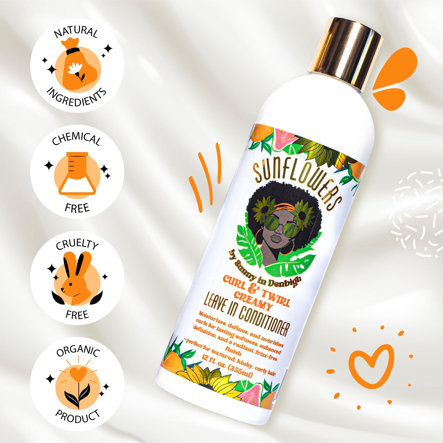 Sunny in Denbigh Sunflowers Curl & Twirl Leave-In Conditioner | Detangle, Define, Moisturize