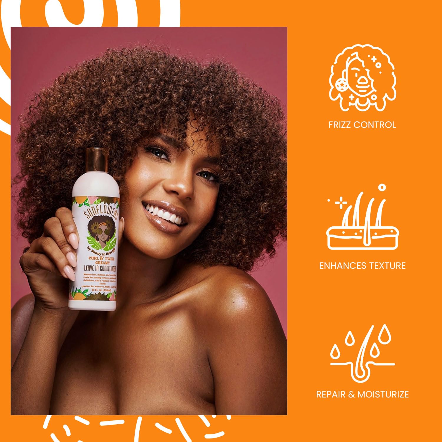 Sunny in Denbigh Sunflowers Curl & Twirl Leave-In Conditioner | Detangle, Define, Moisturize