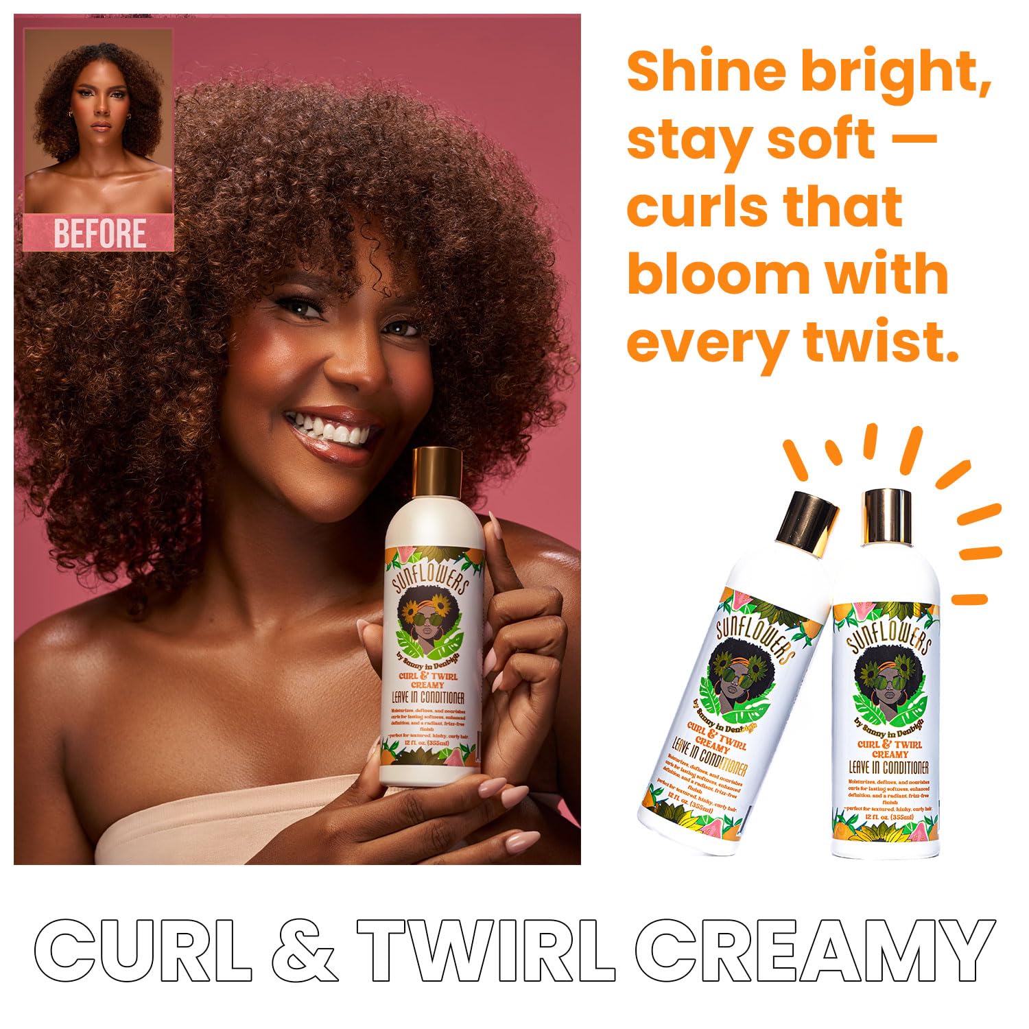 Sunny in Denbigh Sunflowers Curl & Twirl Leave-In Conditioner | Detangle, Define, Moisturize