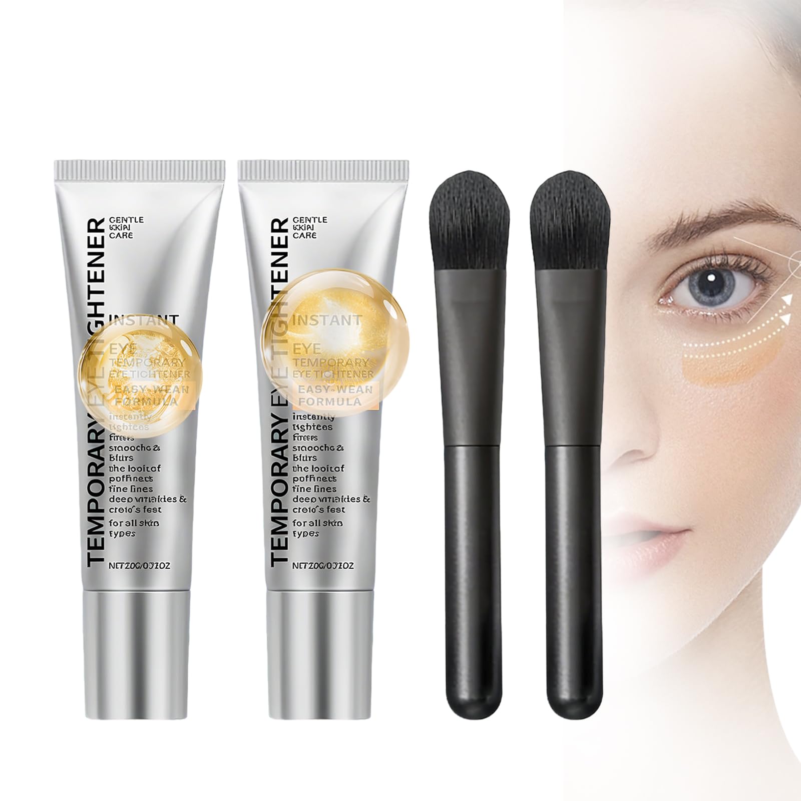 Sunnydeer 2pcs Perfection Eye Tightener with Brush – Instant, Lightweight Firming for Fine Lines