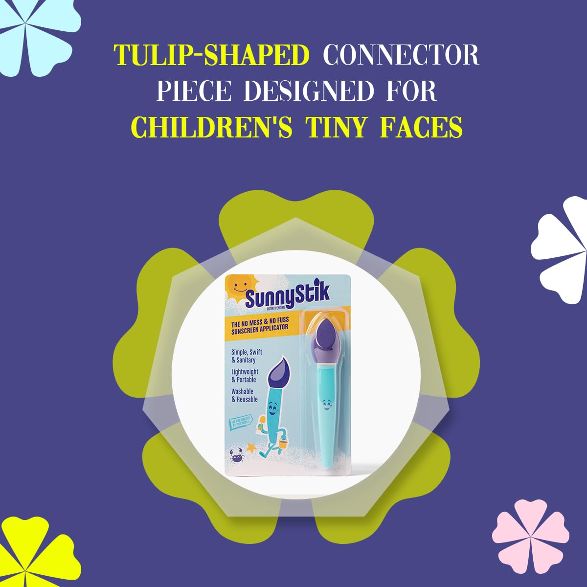 SunnyStik: Kid-Friendly No-Mess Sunscreen Applicator with Tulip-Shaped Connector