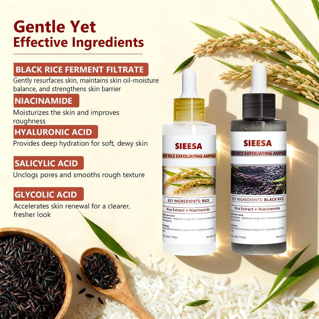 Sunohyesla Rice Peel Shot Glow Duo – White & Black Rice Exfoliant for Gentle Pore Cleansing