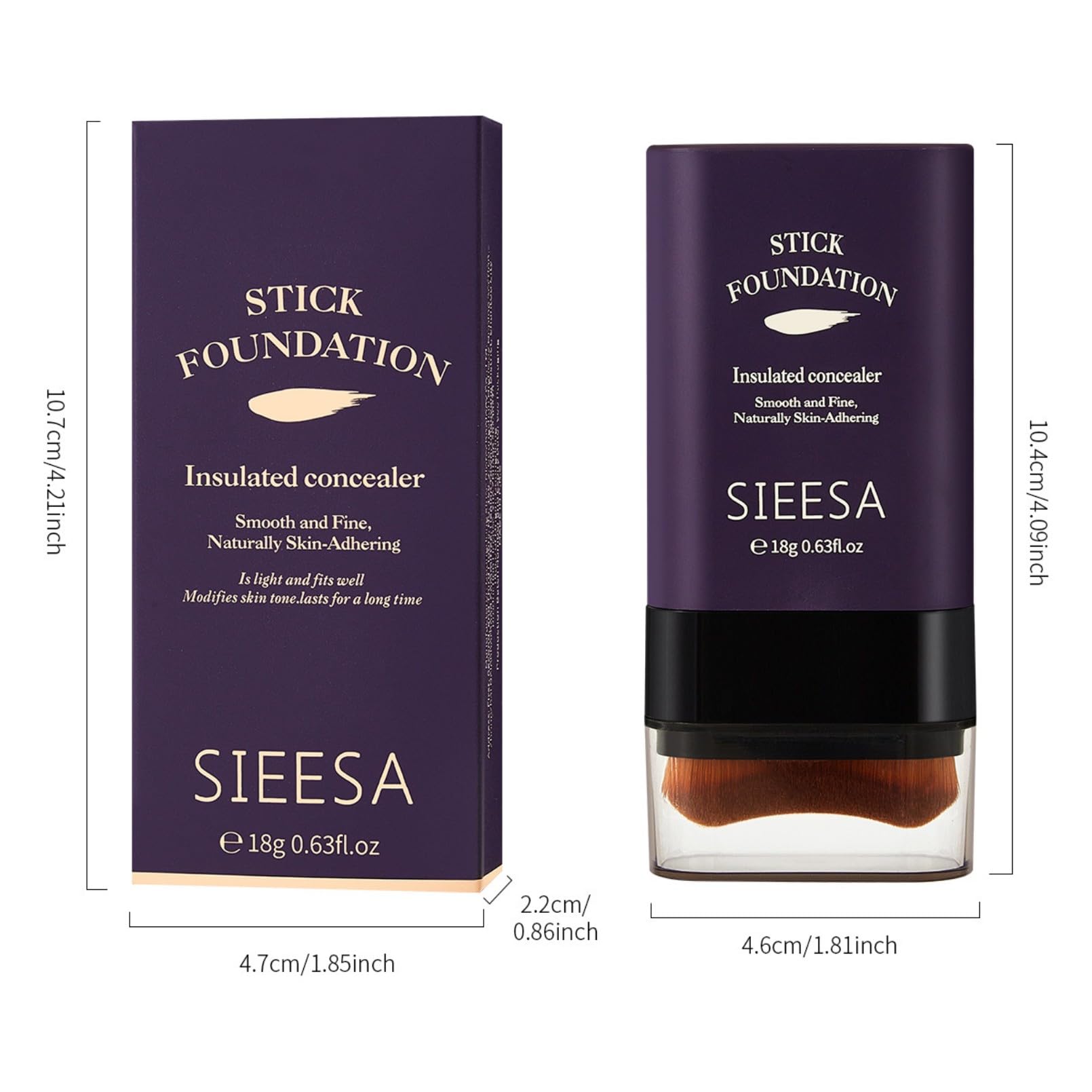 Sunohyesla Korean Dual Ended Foundation Stick with Brush | 2-in-1 Concealer & Contour, Hydrating & Long-Wear