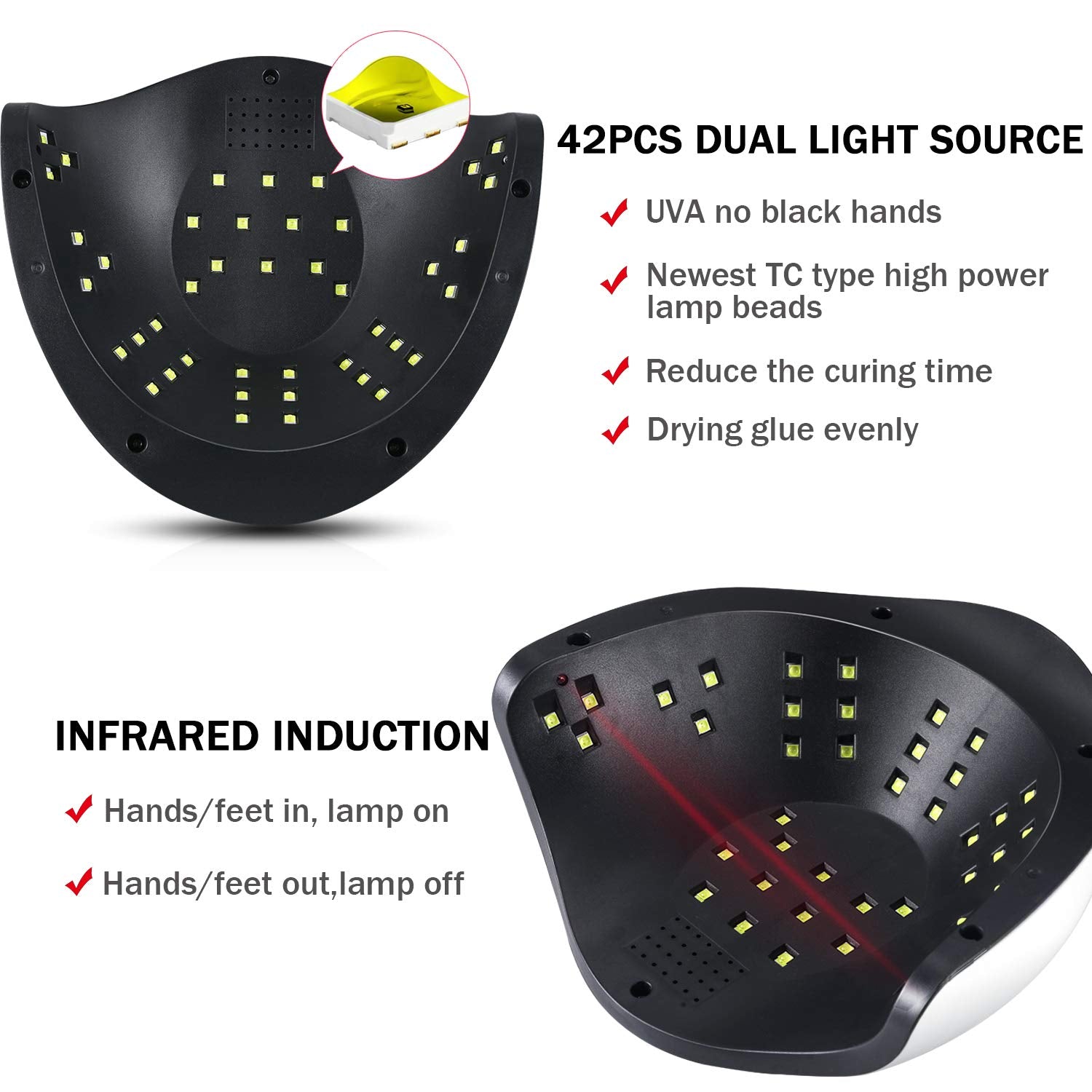 Sunrich 120W UV Gel Nail Lamp – Fast Cure, 4 Timers, Portable Handle