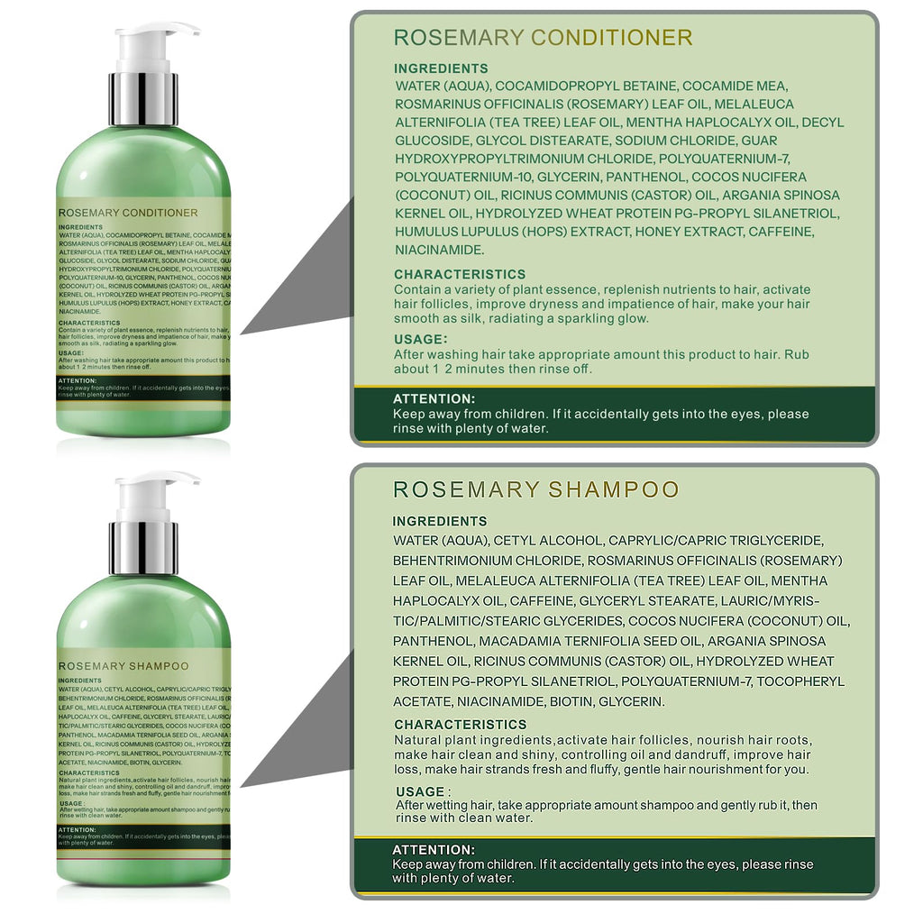 Sunspeak Rosemary Hair Growth Shampoo & Conditioner Set – Thickness, Anti-Hair Loss, Tea Tree Mint Biotin