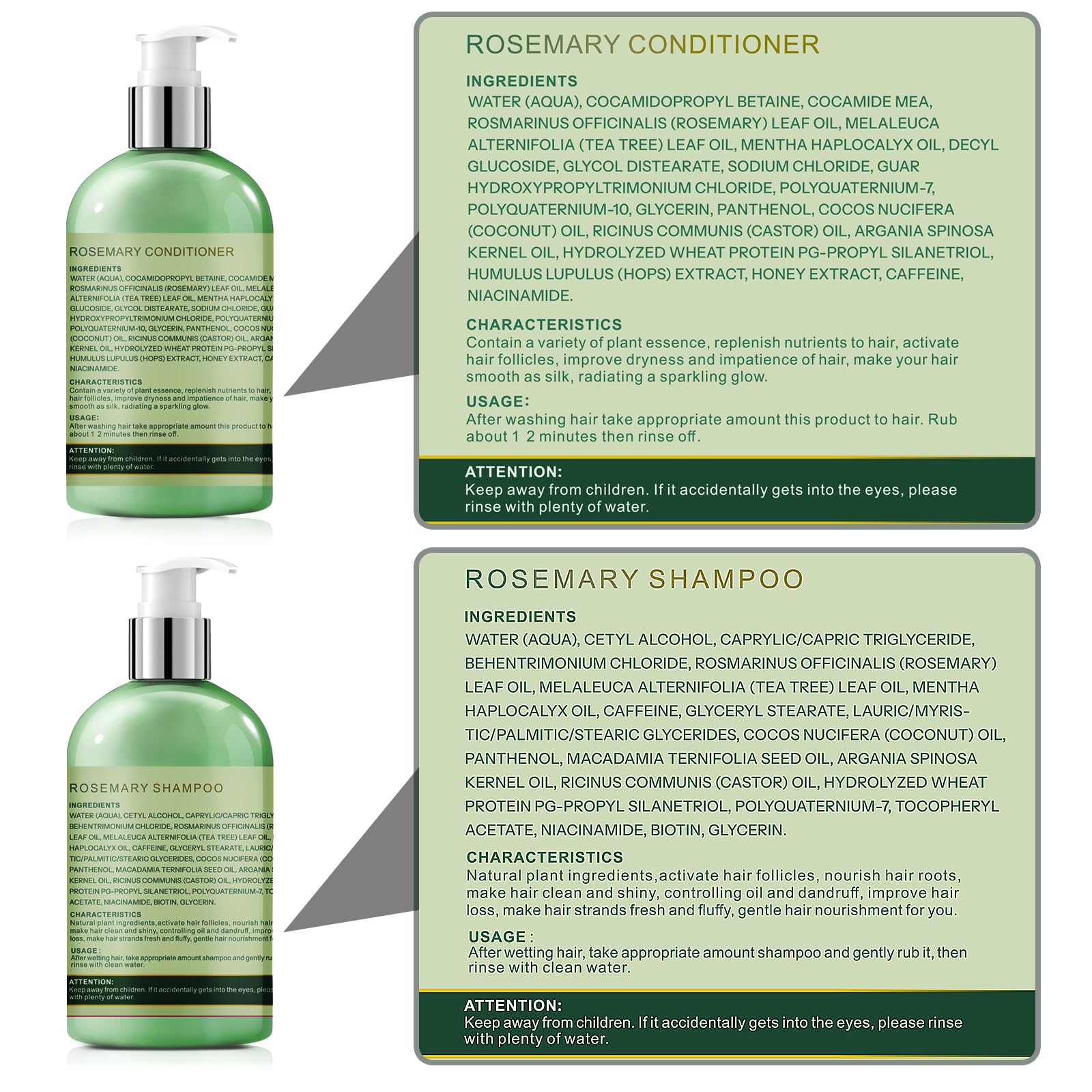 Sunspeak Rosemary Hair Growth Shampoo & Conditioner Set – Thickness, Anti-Hair Loss, Tea Tree Mint Biotin