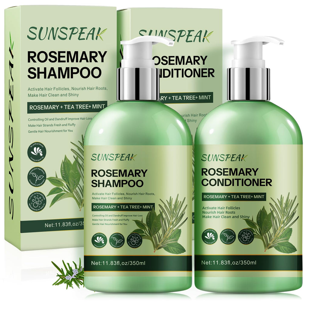 Sunspeak Rosemary Hair Growth Shampoo & Conditioner Set – Thickness, Anti-Hair Loss, Tea Tree Mint Biotin
