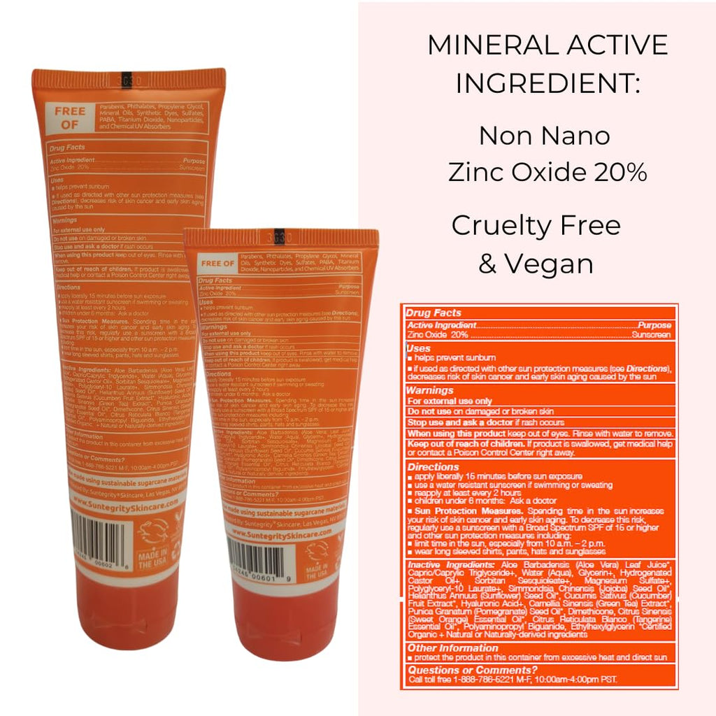 Suntegrity Mineral Body Sunscreen SPF 30, 5 oz – 20% Non-Nano Zinc Oxide, Chemical-Free