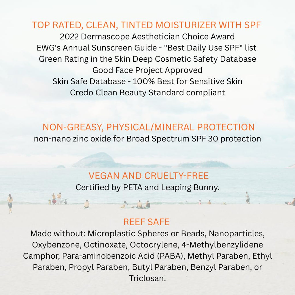 Suntegrity Tinted 5 in 1 Mineral Sunscreen SPF 30 for Face (2 oz) – Medium | Clean, Reef Safe, Vegan BB Cream Moisturizer