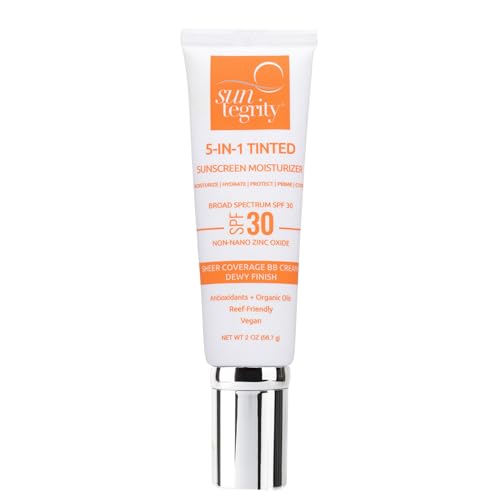 Suntegrity Tinted 5 in 1 Mineral Sunscreen SPF 30 – Golden Light | Tinted BB Cream Moisturizer for Sensitive Skin
