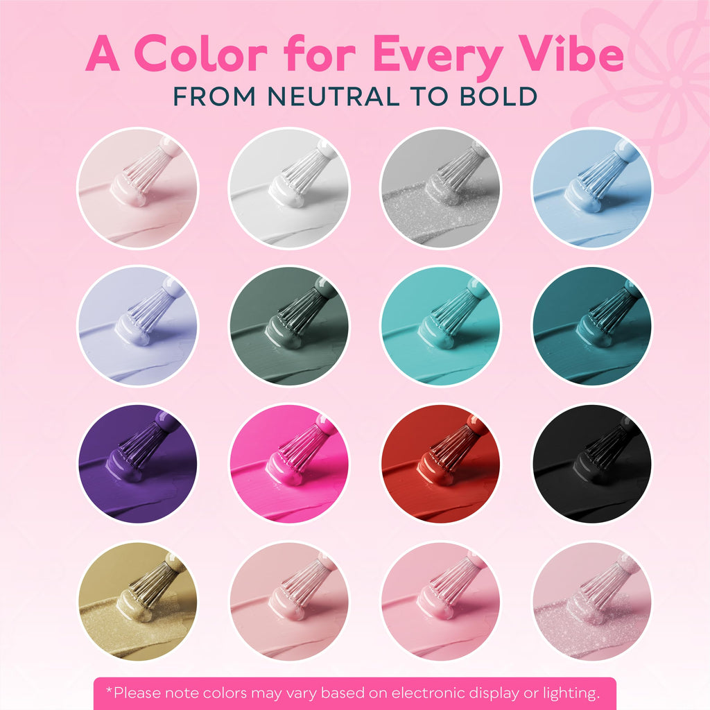 SUNUV 16-Color Gel Nail Polish Kit with Base & Top Coat | Long-Lasting, Cruelty-Free