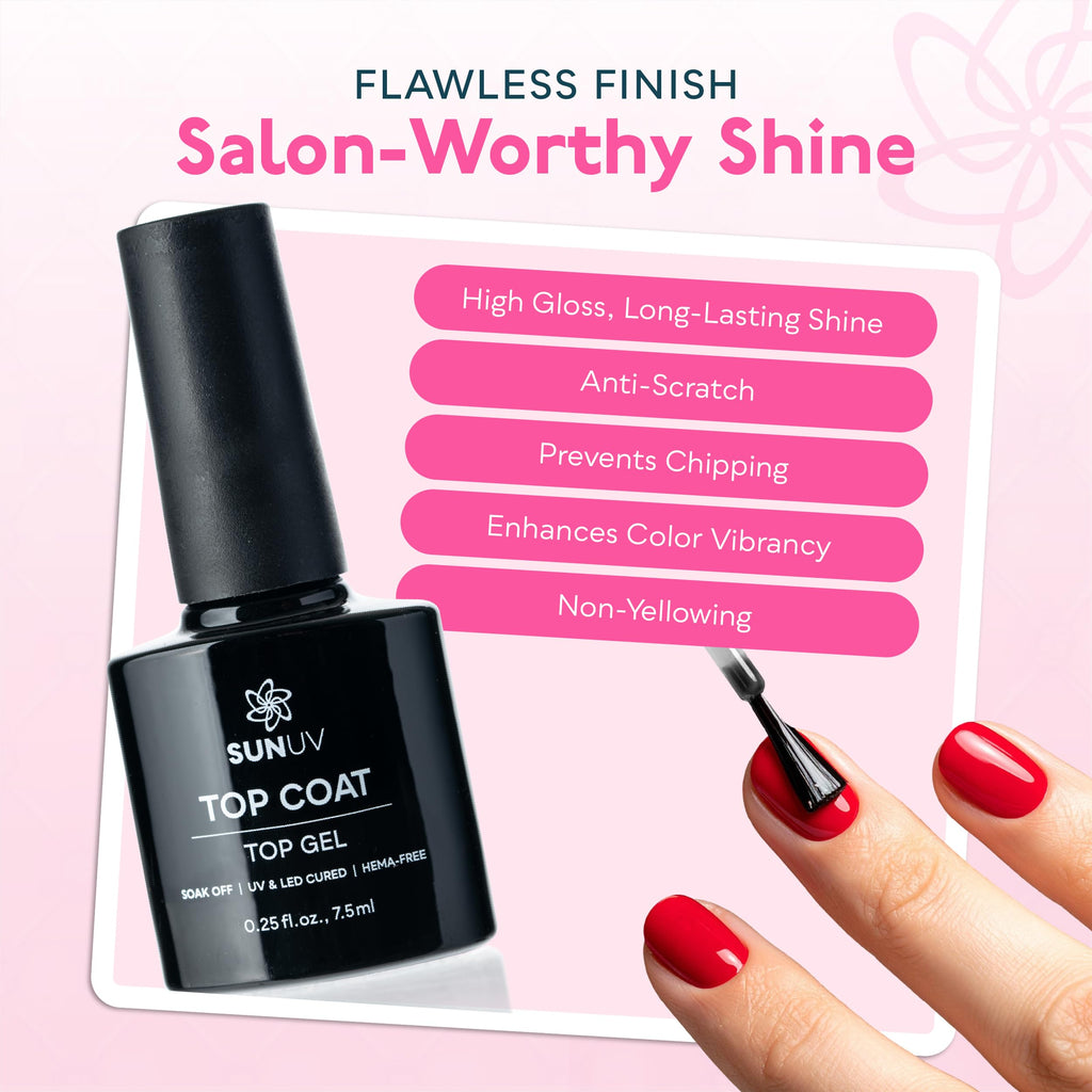 SUNUV 16-Color Gel Nail Polish Kit with Base & Top Coat | Long-Lasting, Cruelty-Free