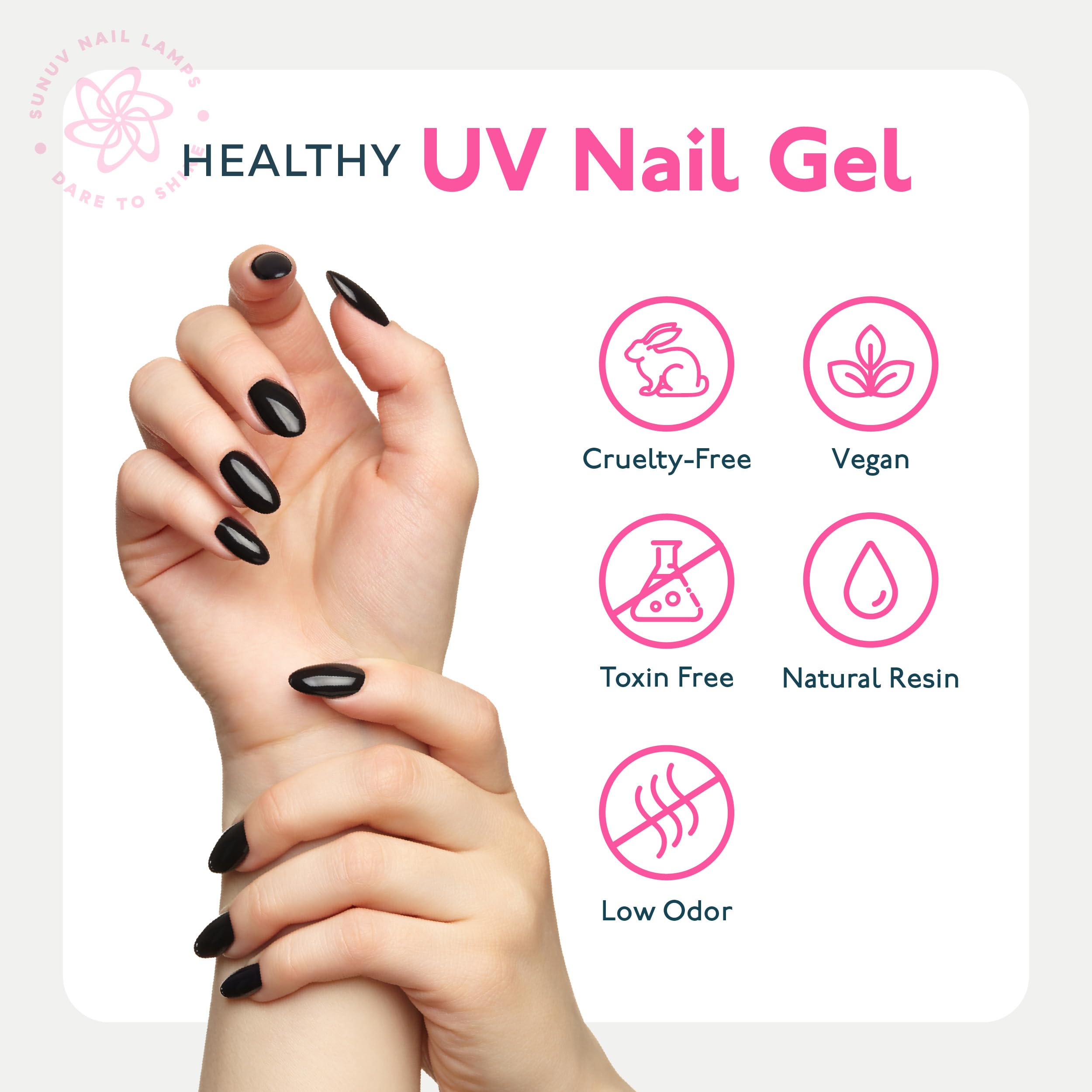 SUNUV 15ml Gel Top Coat & Base Coat Set — No Wipe, HEMA-Free, 2-Pack Gel Nail Kit