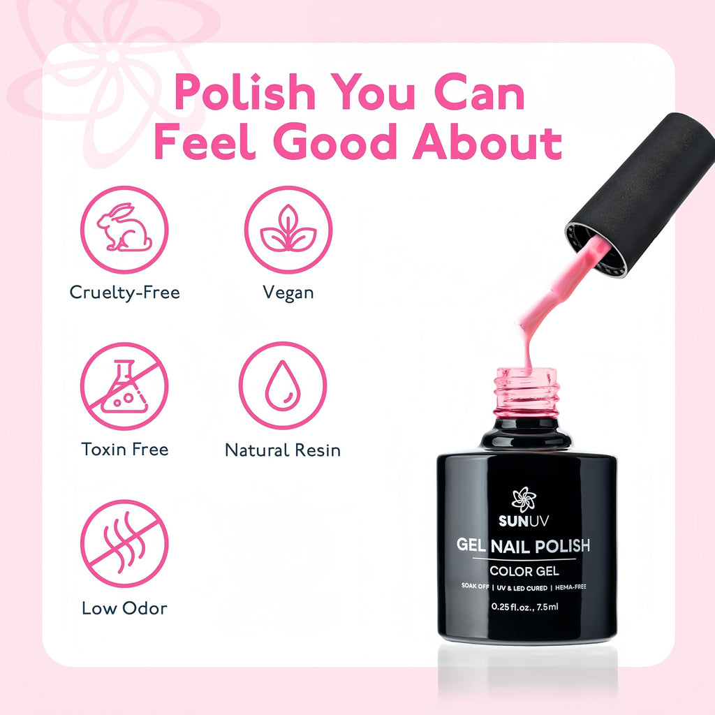 SUNUV 16-Color Gel Nail Polish Kit with Base & Top Coat | Long-Lasting, Cruelty-Free