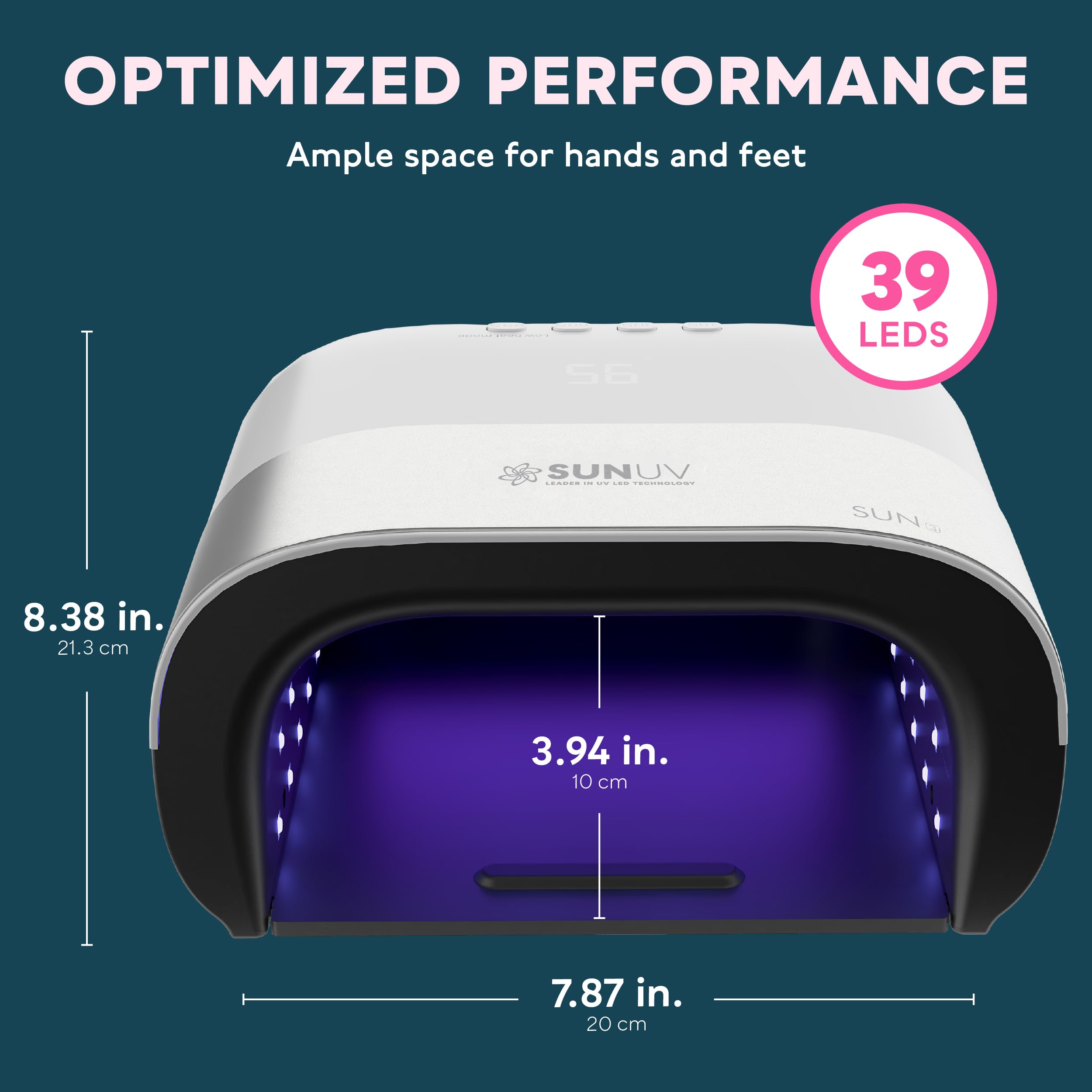 SUNUV SUN3 Professional UV Nail Lamp – 39 LEDs, Dual-Wavelength 365/405nm, 4-Timer & Auto Sensor