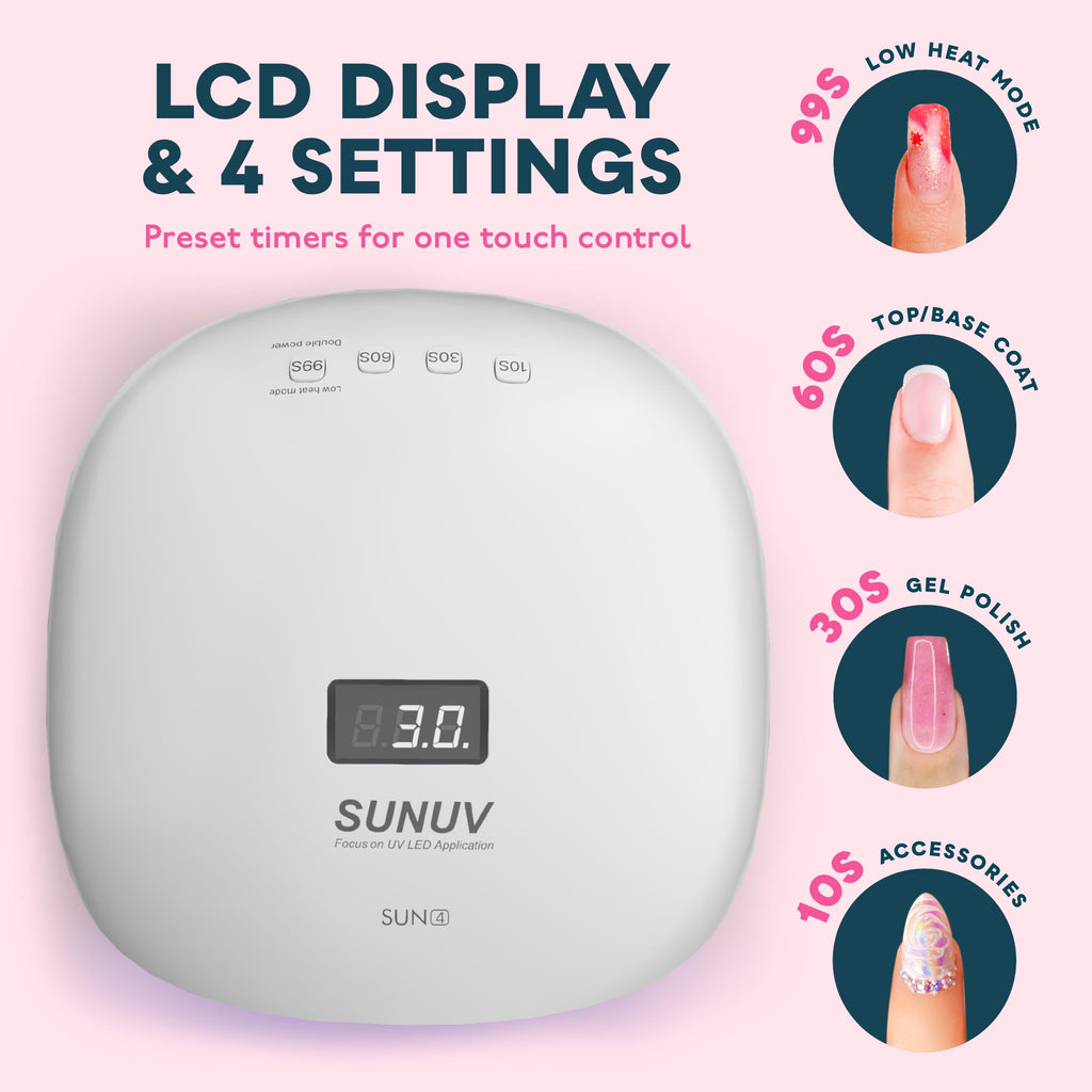 SUNUV SUN4 UV/LED Nail Lamp – 36 LEDs, 4 Timers, LCD Display | Home Salon