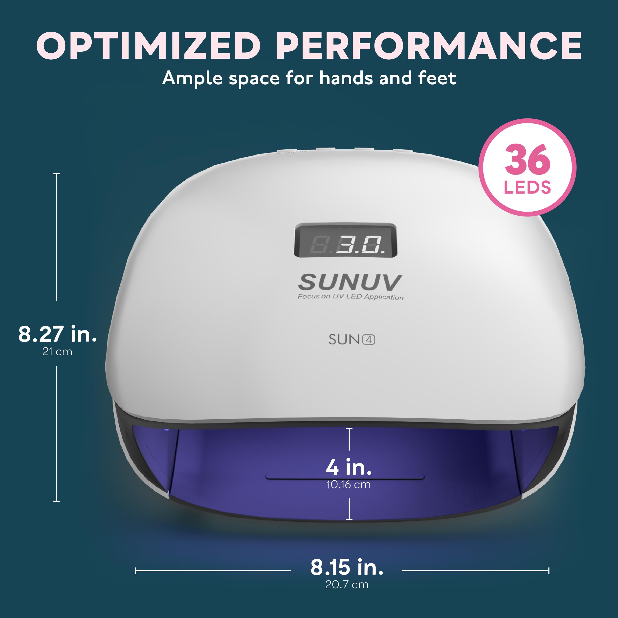 SUNUV SUN4 UV/LED Nail Lamp – 36 LEDs, 4 Timers, LCD Display | Home Salon