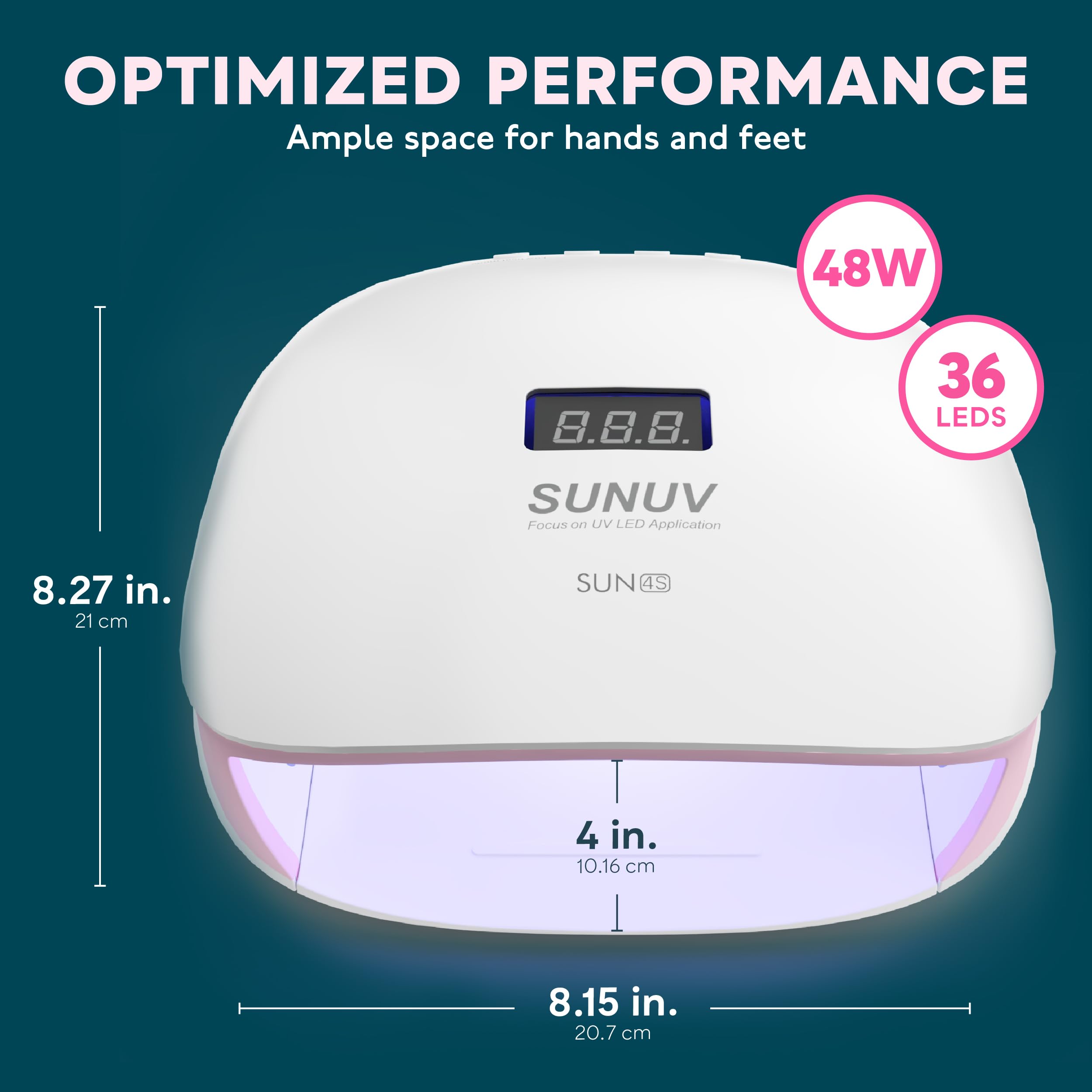 SUNUV SUN4S Pink LED UV Nail Light – 4 Timer Settings, LCD Display, Removable Base
