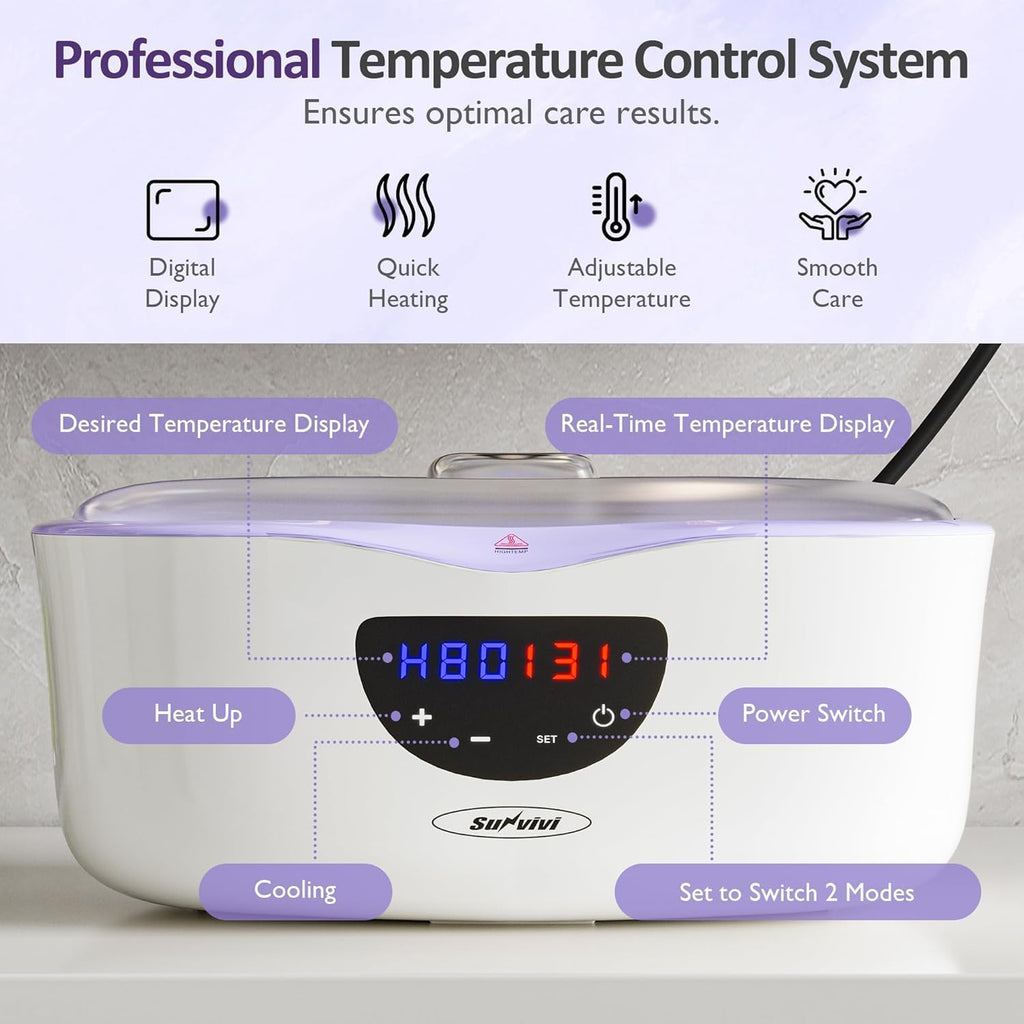 SUNVIVI Paraffin Wax Machine for Hands & Feet - 4000ml Large Capacity, Auto Keep-Warm, 8 Refills