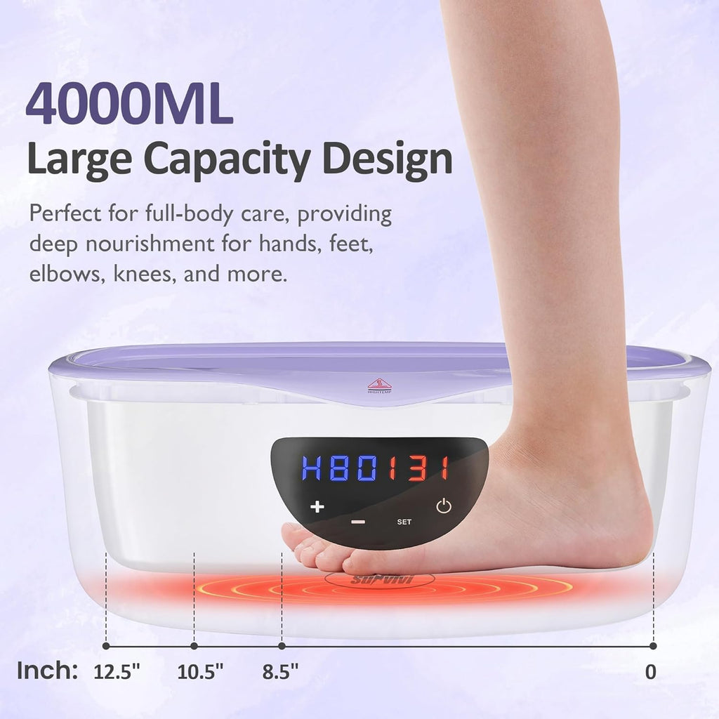 SUNVIVI Paraffin Wax Machine for Hands & Feet - 4000ml Large Capacity, Auto Keep-Warm, 8 Refills
