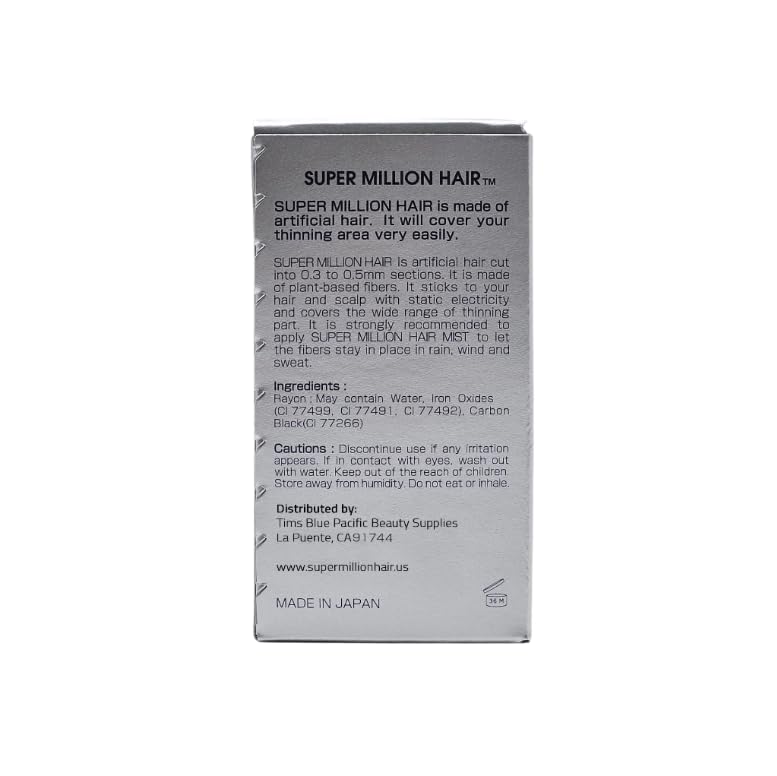 Super Million Hair SMH Hair Fibers – Made in Japan, Instant Concealment for Thinning Hair (25g, Black)