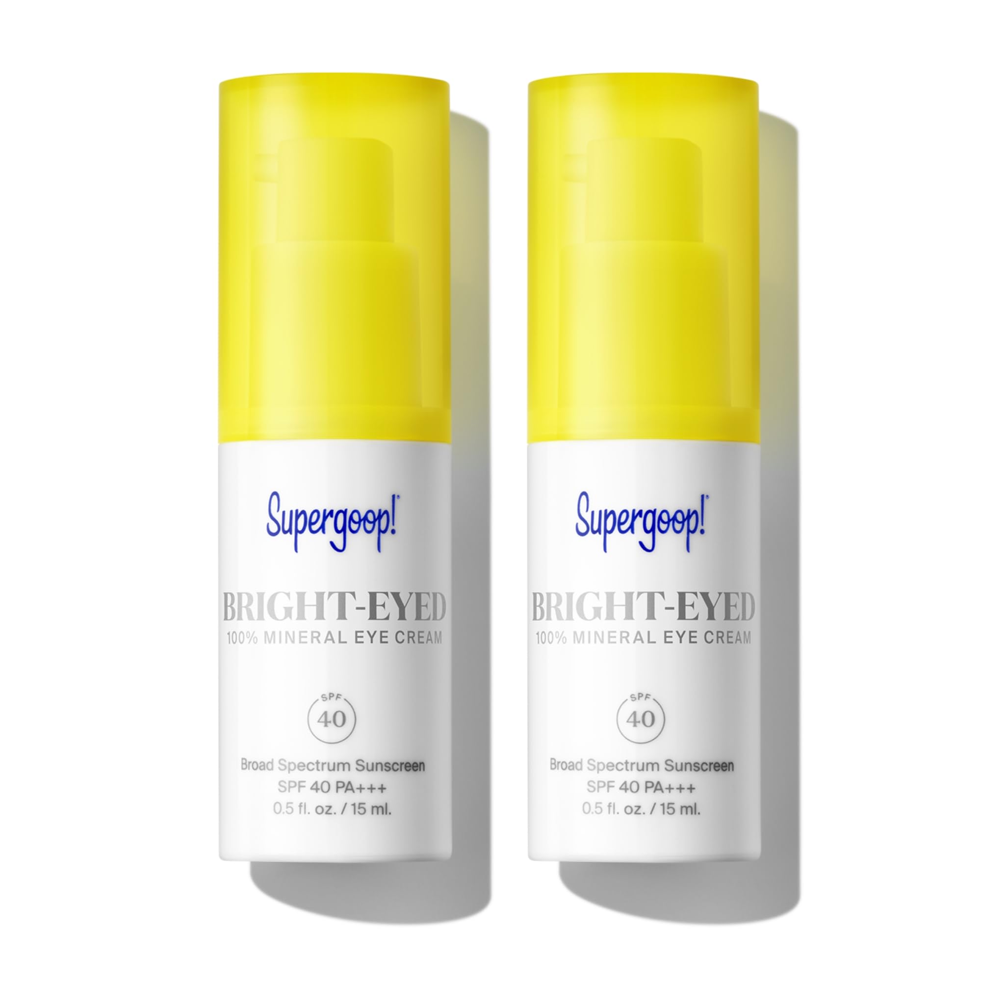 Supergoop! Bright-Eyed Mineral Eye Cream SPF 40 PA+++ — Hydrating & Illuminating Eye Treatment (Pack of 2)