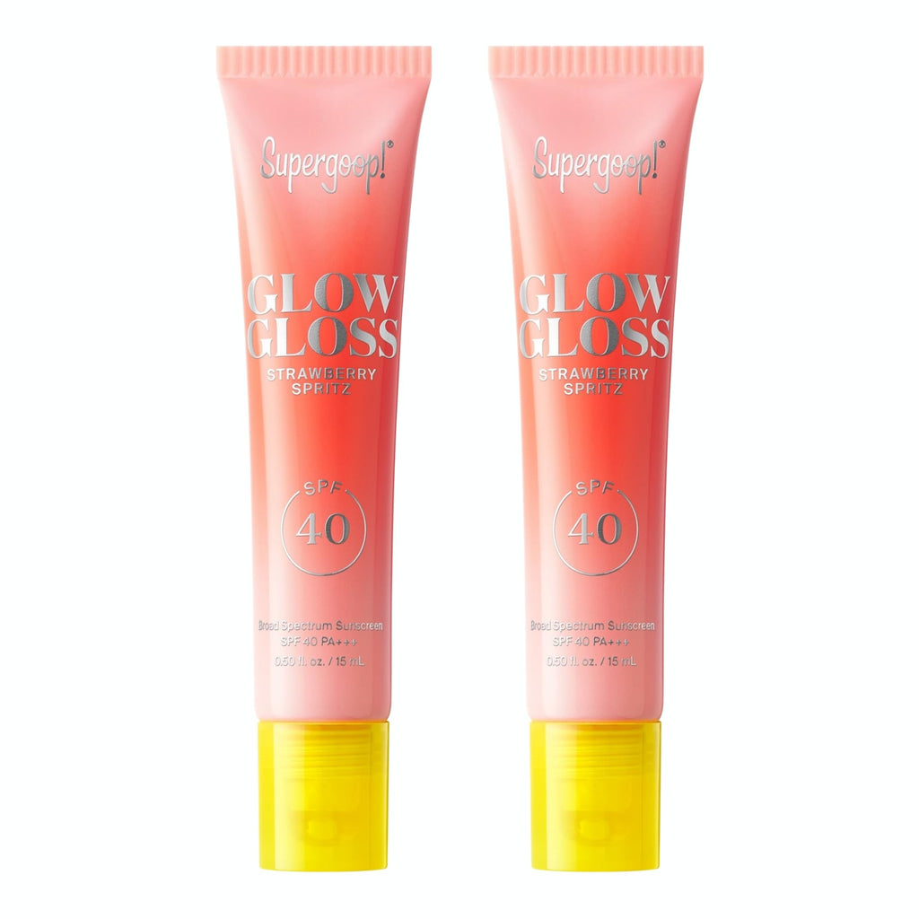 Supergoop! Glow Gloss SPF 40 Lip Balm – Strawberry Spritz (Sheer Coral Tint) – 2 Pack